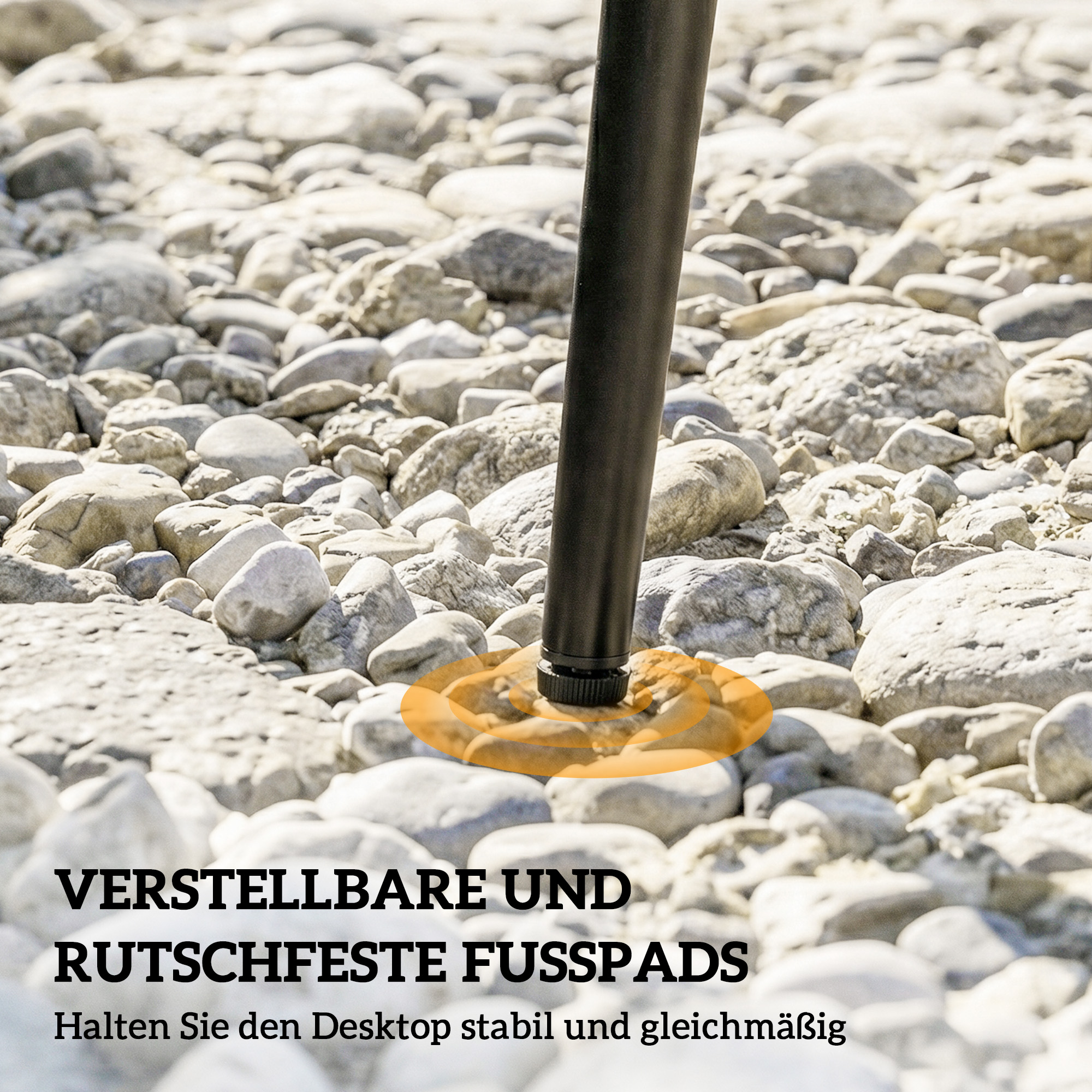 Gartentisch Stahl Buffettisch mit Stahlrahmen, PE-Rattan-Rand, verstellbaren Füßen, 4 Personen 80 x 80 x 74 cm Grau