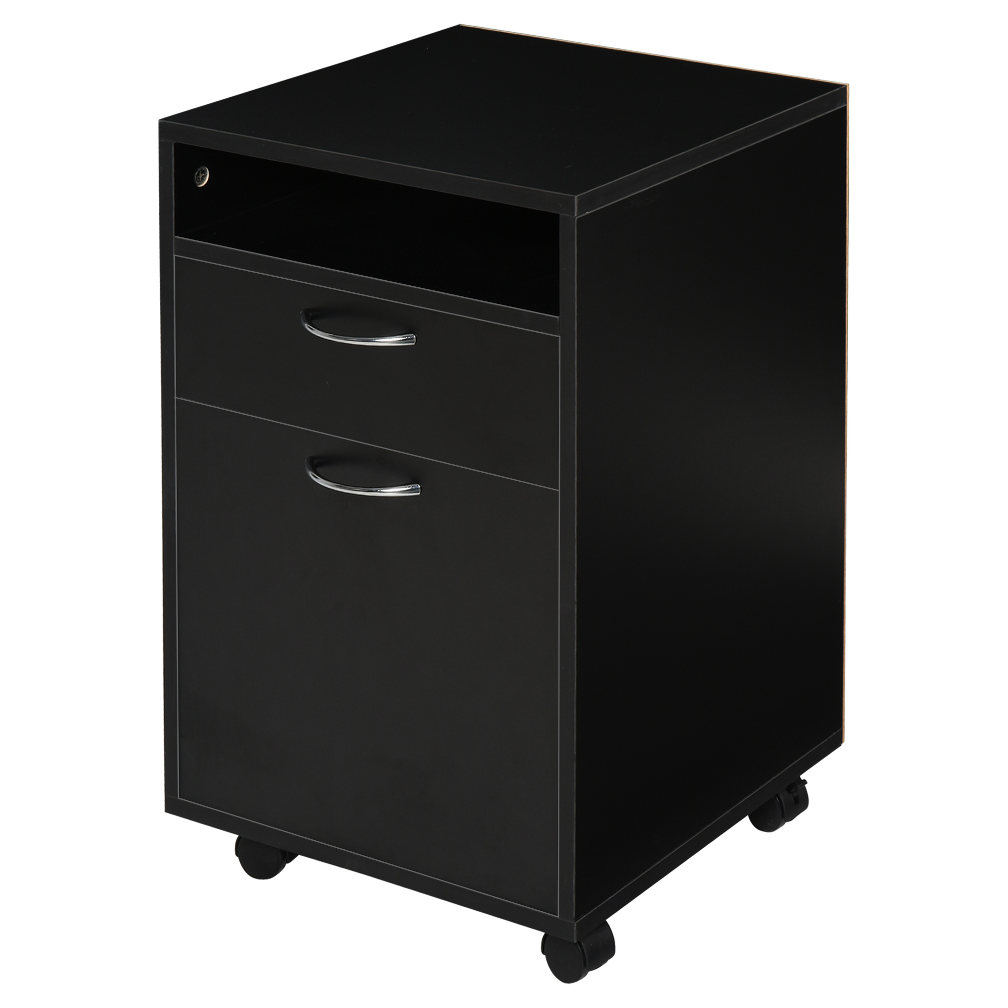 Rollcontainer Schubladencontainer Container, 1 Fach, 1 Regal, 1 Schublade, 40 cm x 3 cm x 60 cm, Schwarz
