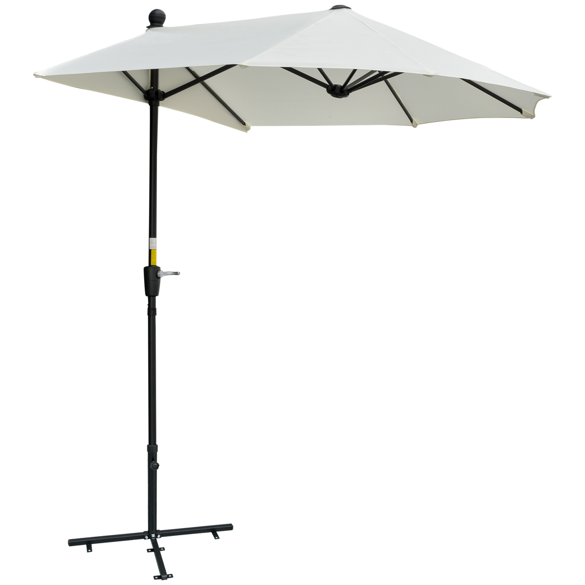 Sonnenschirm Halbrund 1,9 x 2 m Doppelsonnenschirm mit Handkurbel Ständer Cremeweiß