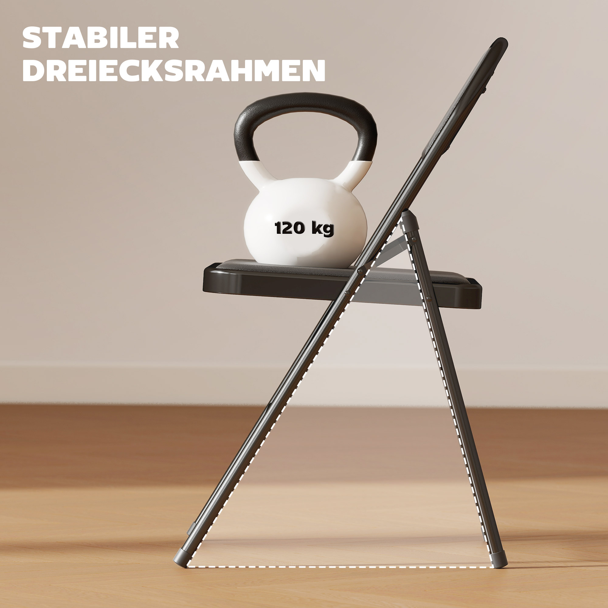 2er-Set Klappstühle, tragbare Bürostühle, Stahlbeine, Faltstuhl für Büro, Empfang, Wartezimmer, Kunstleder, Schwarz