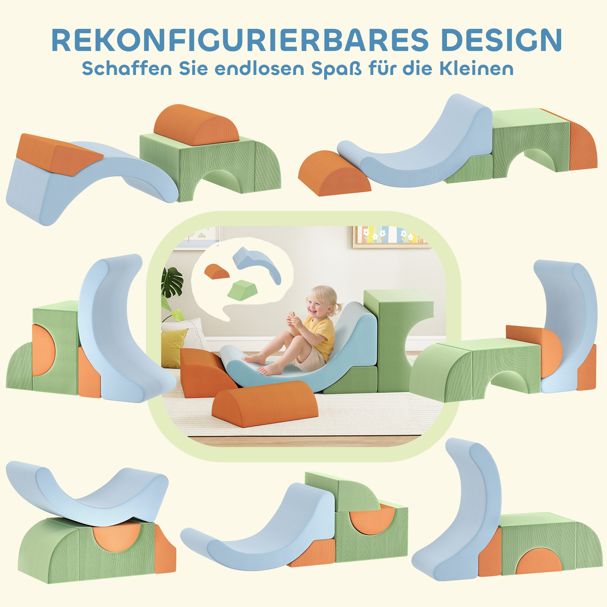 5-teiliges Softbaustein-Set für Kleinkinder, zum Klettern, Krabbeln, Bauen, leichtes Gewicht, Cord, Schaumstoff, Bunt