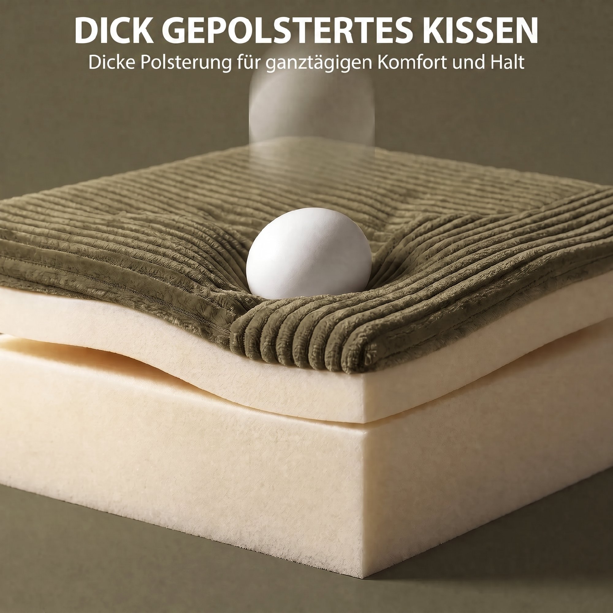 Schlafsofa mit verstellbarer Rückenlehne, Bettfunktion, verstecktem Stauraum und Cordbezug, Dunkelgrün
