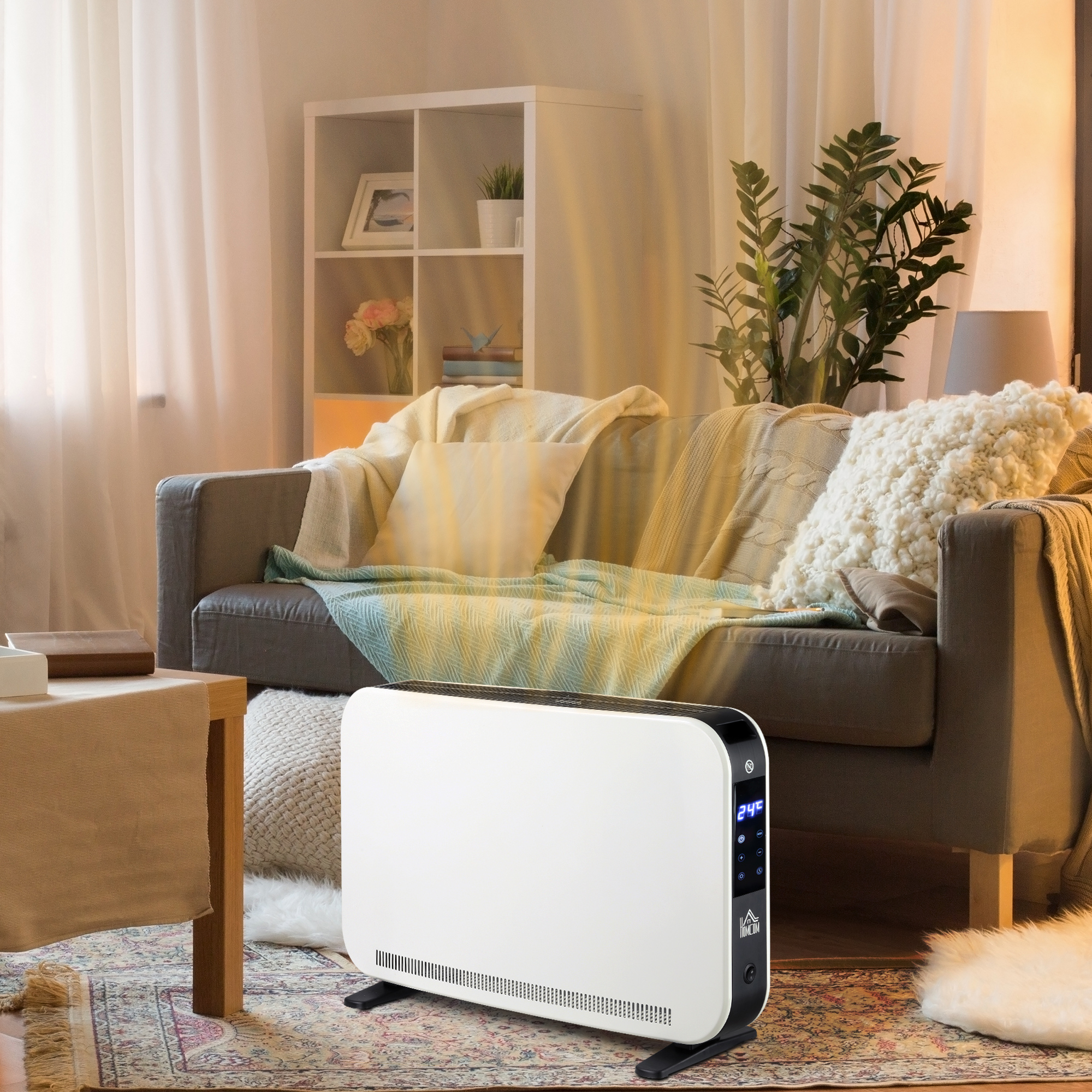 Elektroheizung 2000W Heizlüfter mit 3 Heizstufen Heizkörper mit LED-Anzeige, 24-Stunden-Timer Verstellbar Temperatur für 18 m²