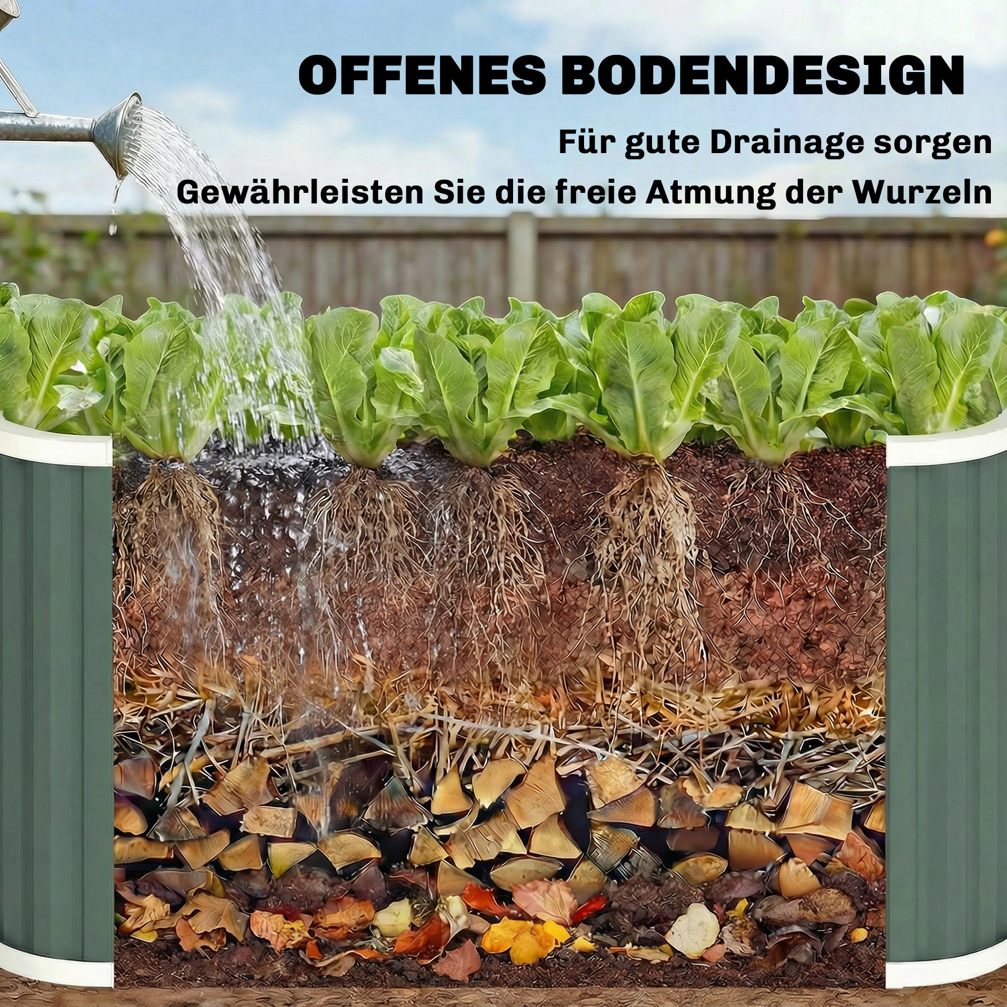 Hochbeet Metall 136 x 53 x 61 cm Tief Gartenbeet mit Schutzkanten Pflanzenetiketten Handschuhe Offenem Boden