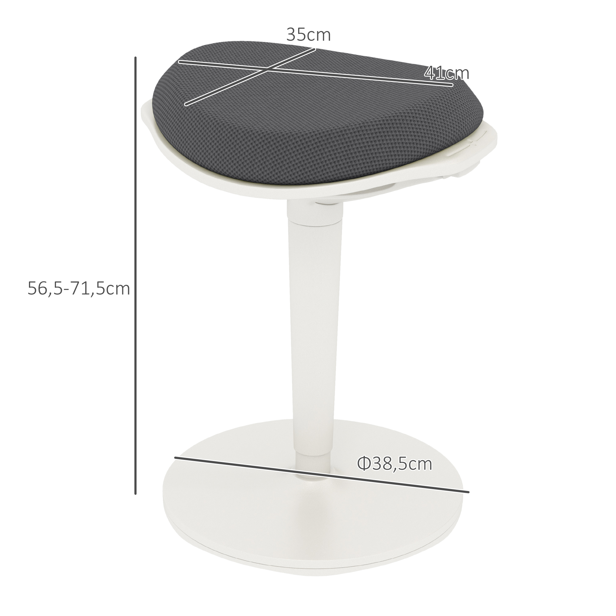 Bürohocker, ergonomischer Stehhocker, höhenverstellbar, bis 120 kg, 42,5 x 35,5 x 56,5-71,5 cm, Grau