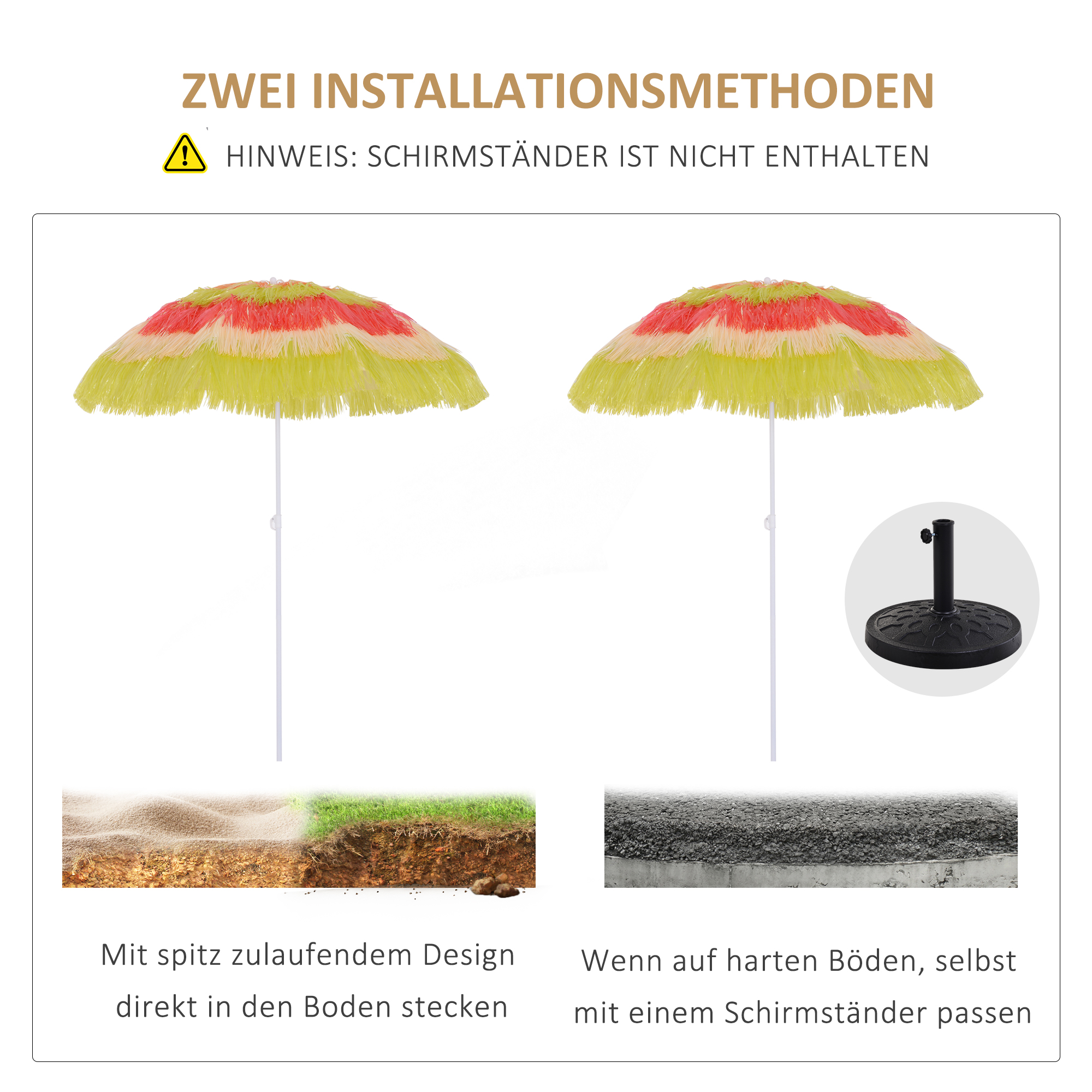 Hawaiischirm, Sonnenschirm, Gartenschirm, höhenverstellbar, neigbar, bunt, Ø160 x 190cm