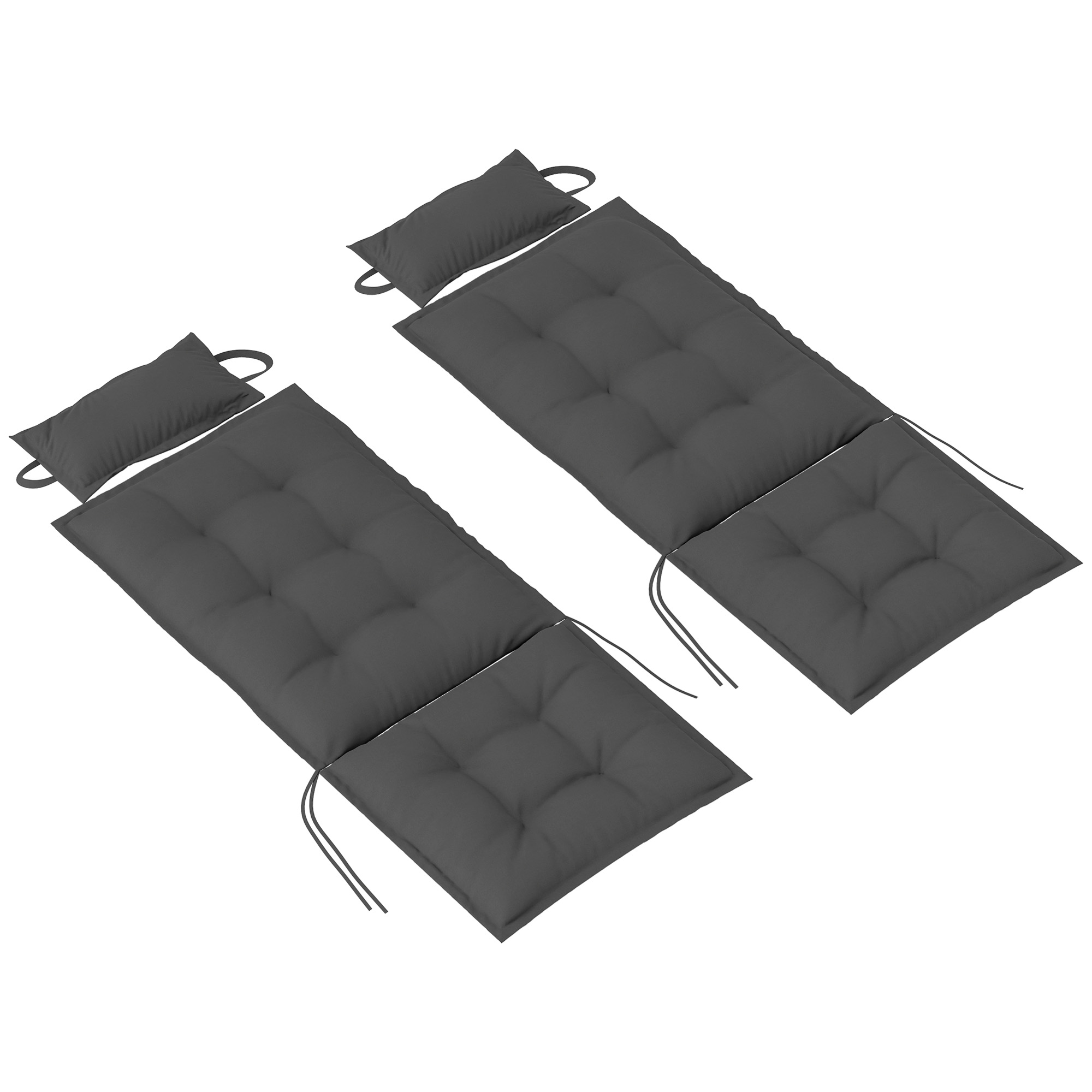 2er Set Auflage für Sonnenliege Wasserabweisend Liegenauflage für Gartenliege Polsterauflage 50x116x5 cm, Dunkelgrau