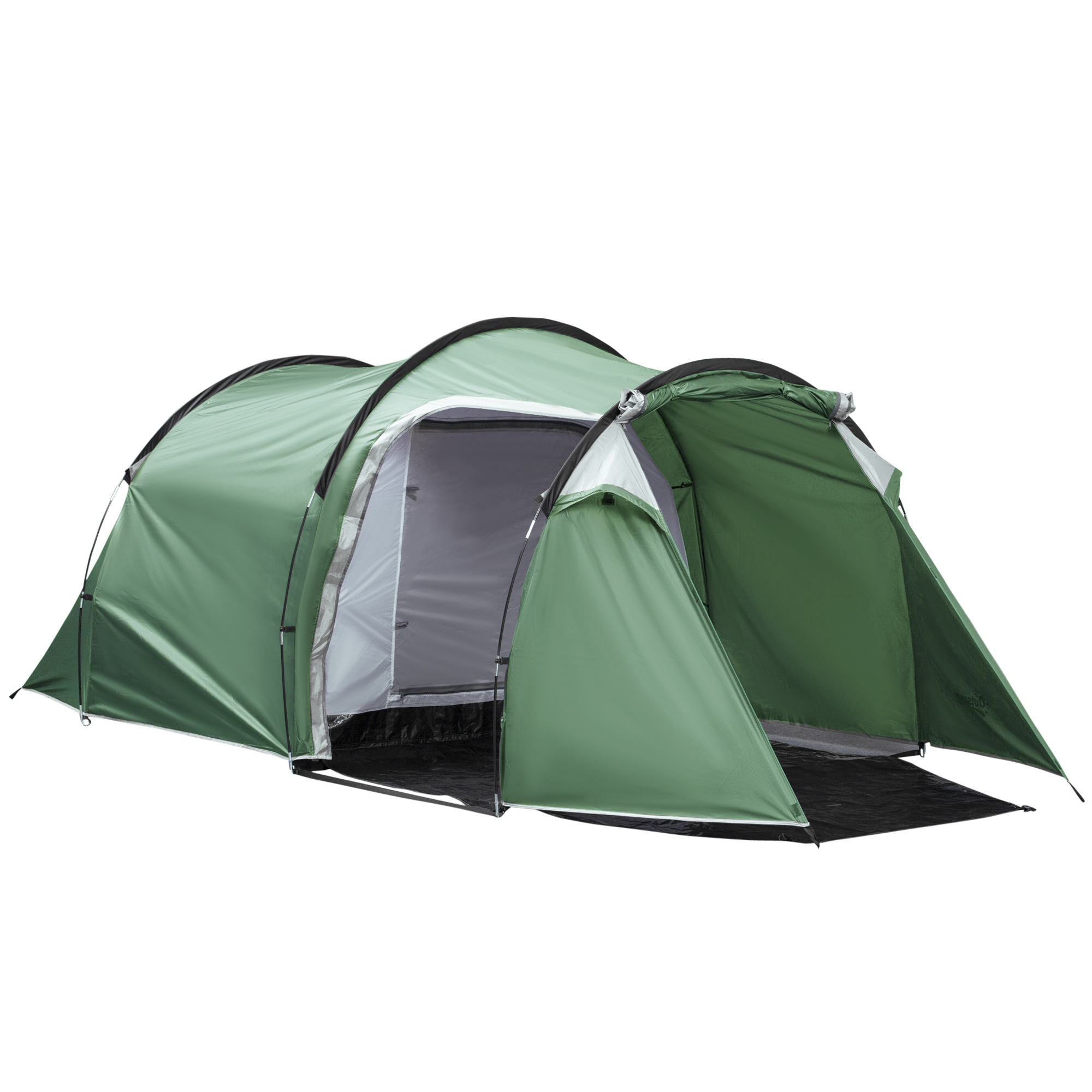Campingzelt für 2-3 Personen stabil wasserdicht Familienzelt mit Seitentür Fenster Packtasche, Zelt mit 2000mm Wassersäule Tunnelzelt Kuppelzelt für Camping Reise Trekking Garten, Dunkelgrün