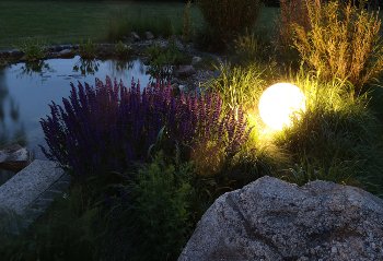 Garten Kugelleuchte Erdspieß "CT-GL30cm", IP44, 230V, 1,5m Kabel, E27 Fassung