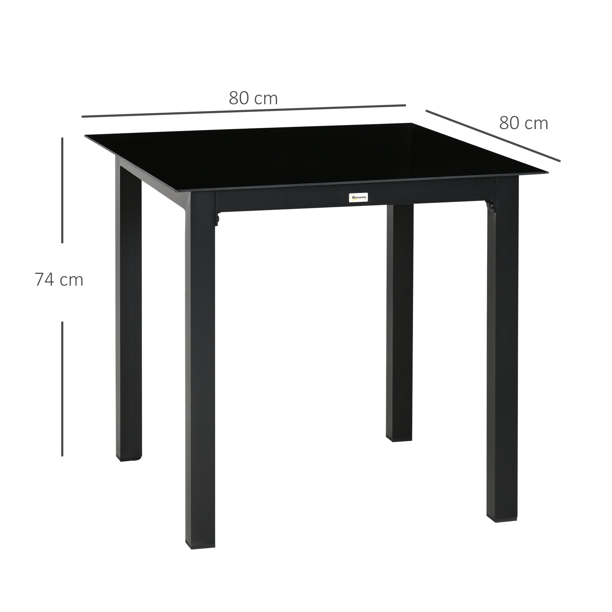 Gartentisch Outdoor-Tisch Outdoor-Loungetisch, wetterbeständig, 80 x 80 x 74 cm, Schwarz