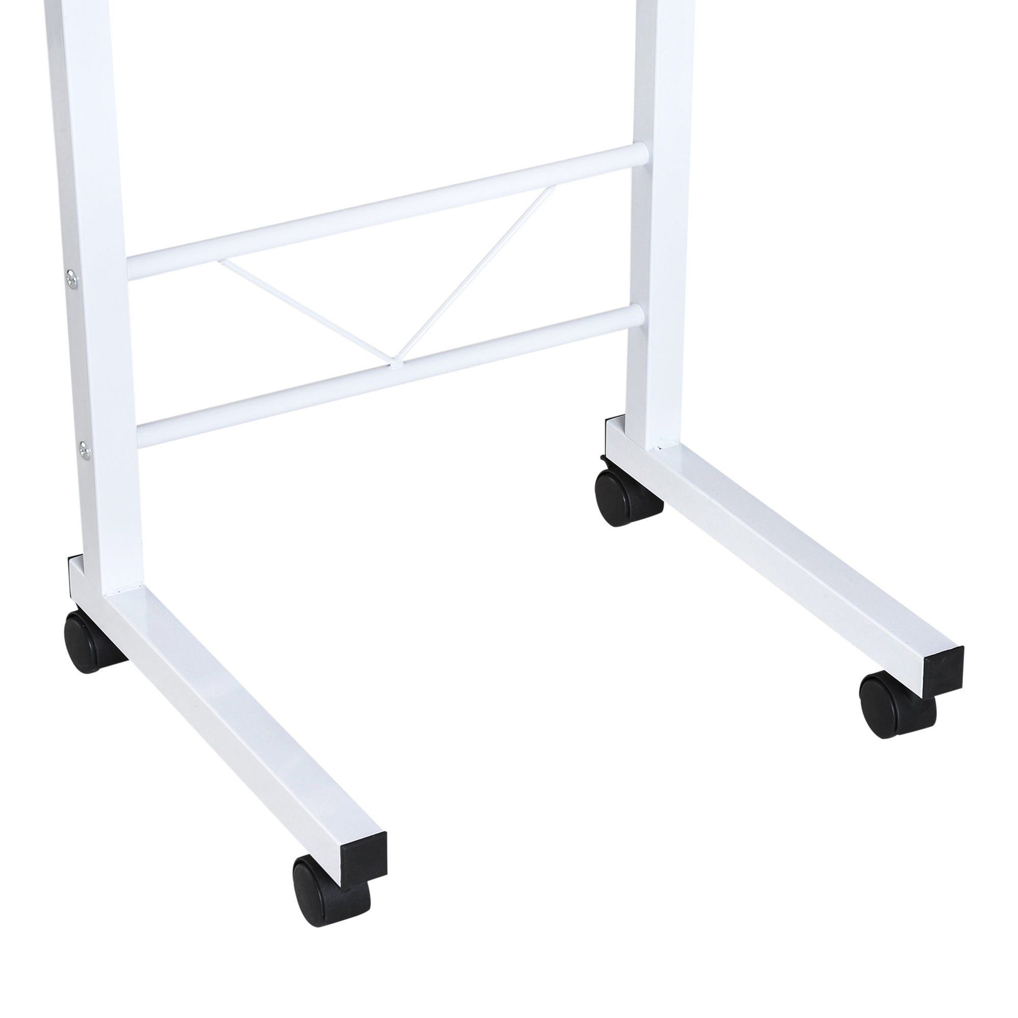 Beistelltisch höhenverstellbarer Couchtisch mobiler Endschreibtisch mit Rädern Feststellbremsen C-Tische Spanplatte Stahl Eisen Kunststoff Weiße Ahornfarbe 60 x 40 x 68-78 cm