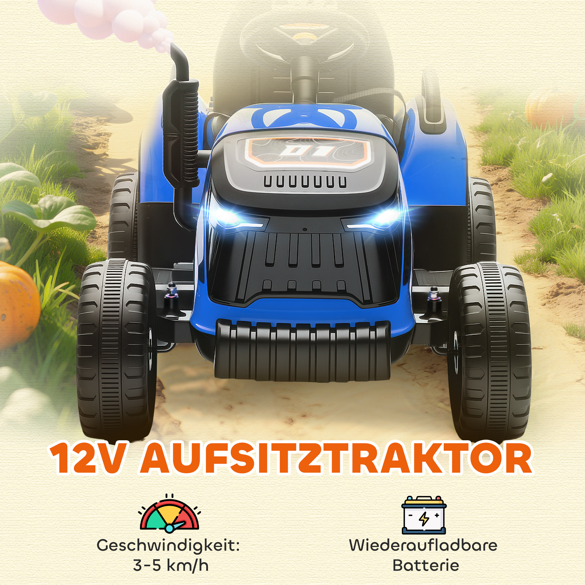 Kindertraktor, mit Fernbedienung, blau