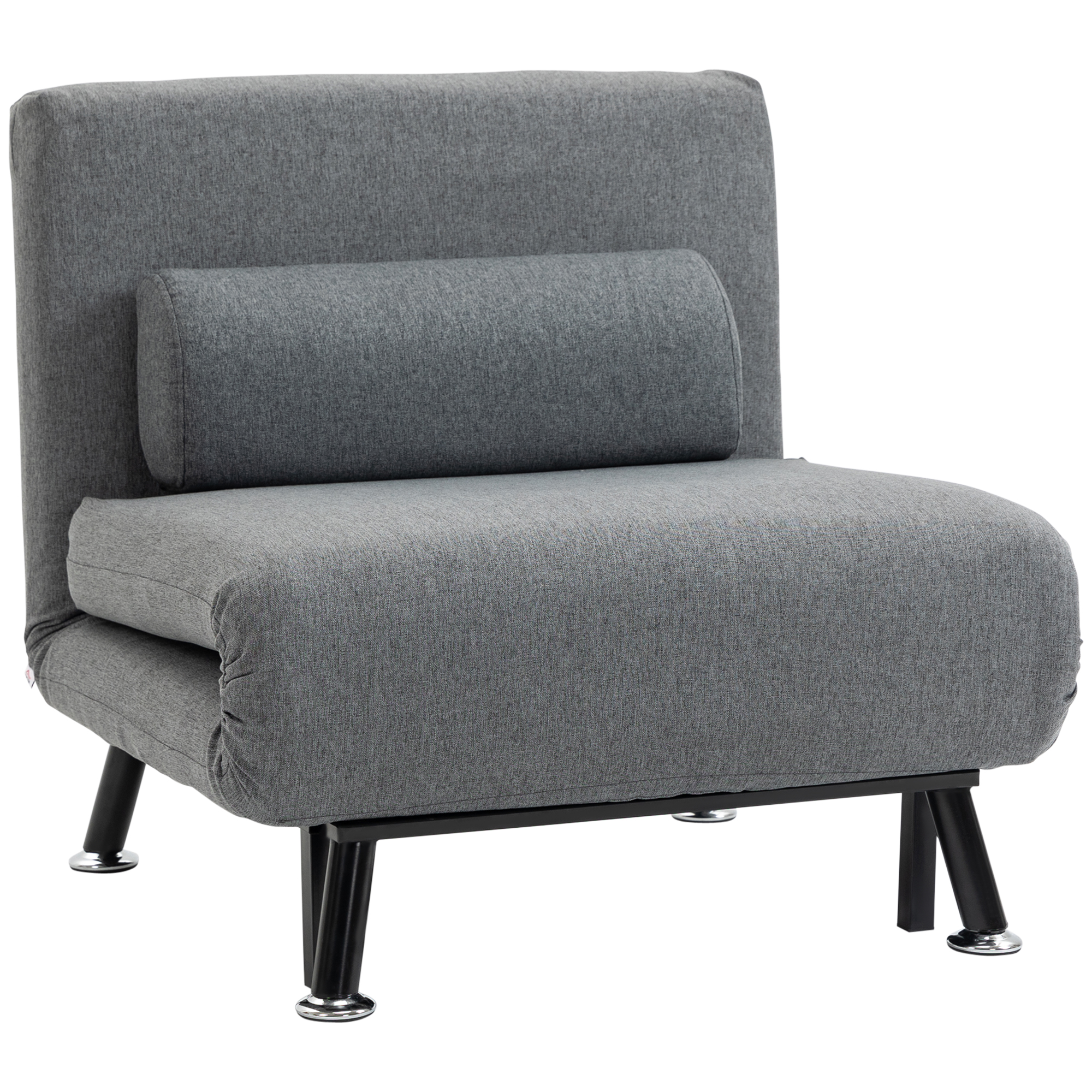 Klappsessel mit Bettfunktion, klappbarer Relaxsessel in Leinenoptik, Verstellbare Rückenlehne, 75 x 70 x 75 cm, Dunkelgrau