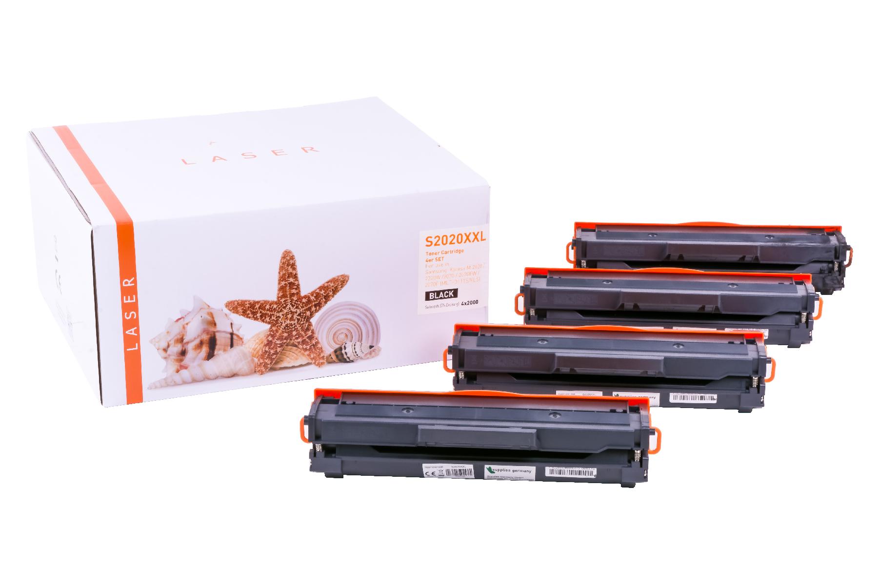 4er Set M2020XXL alternativ Toner black für Samsung / MLTD111S/ELS / 4x2.000 Seiten