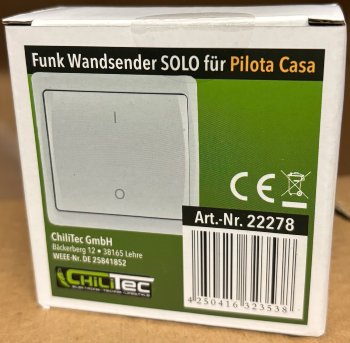 Funk-Wandsender Solo für "Pilota Casa" / 433,92MHz, max. 70m, Batterie A23