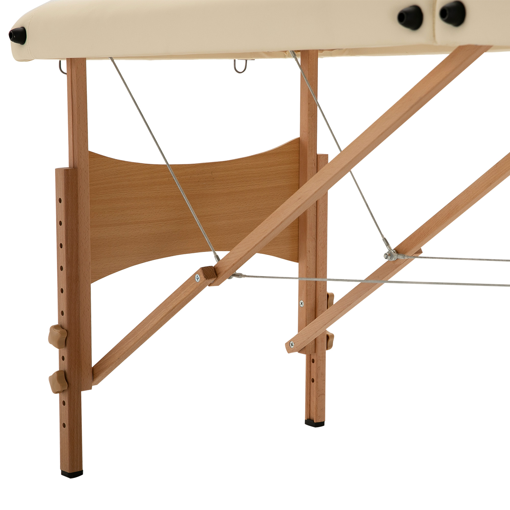 Massagetisch, klappbare Massageliege, höhenverstellbare Massagebank für Spa, Salon, Kunstleder, Holz, Cremeweiß