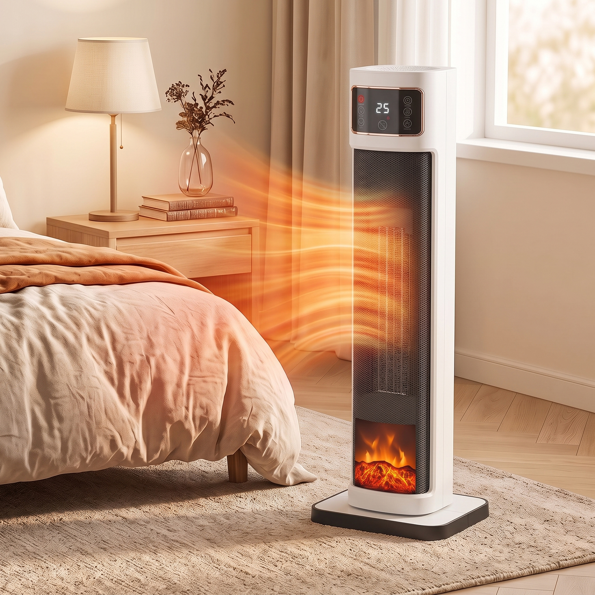 Keramik-Heizlüfter, 2.000 W, 4 Modi, Thermostat, Fernbedienung, energiesparend