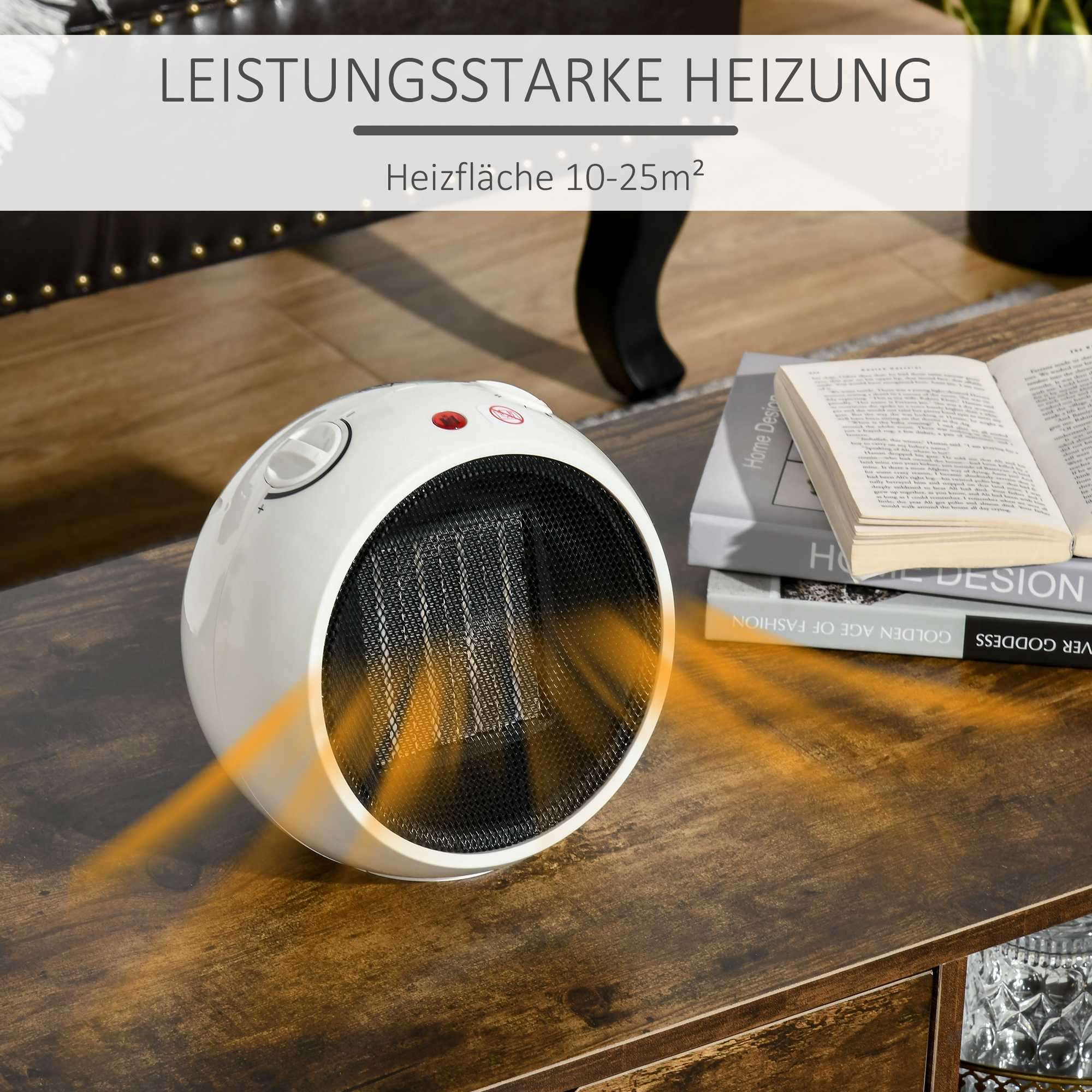 Heizlüfter Heizgerät Elektroheizer Heizer Heizung Wärme 900W/1500W PP-Kunststoff Weiß+Schwarz 22 x 18,5 x 21 cm