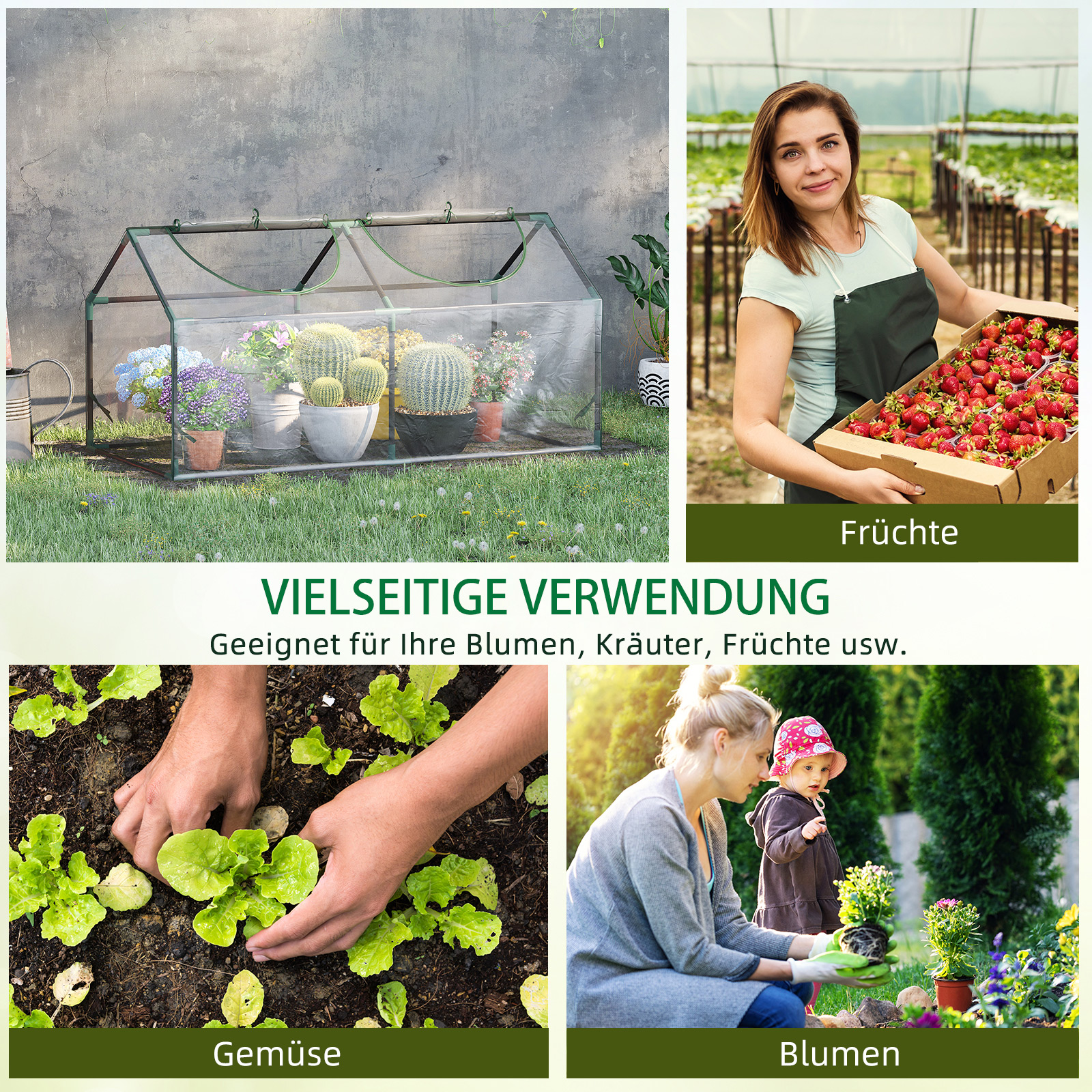 Gewächshaus mit Fernster, PE-Gitterfolie, Foliengewächshaus aus Stahl, Treibhaus für Balkon, Garten, Tomatenhaus 120x60x60cm, Tomatengewächshaus für Gemüse, Blumen, Pflanzen, Transparent