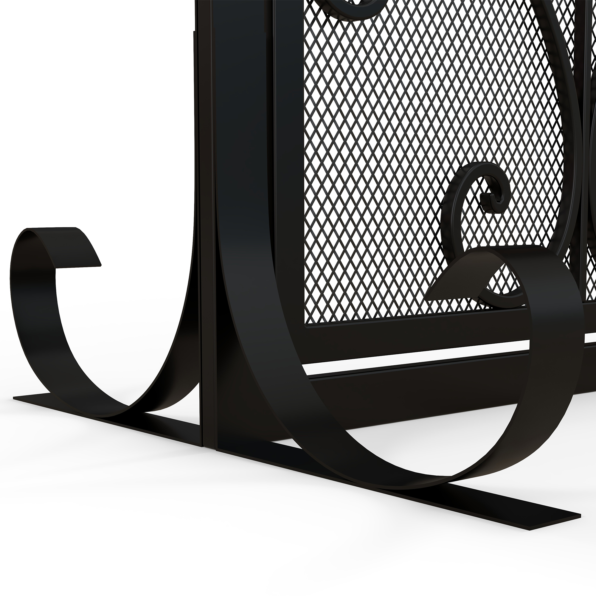 Funkenschutz für Kamine, elegantes Muster, doppeltürig, magnetische Türen, Schwarz, 105 x 40 x 80,5 cm