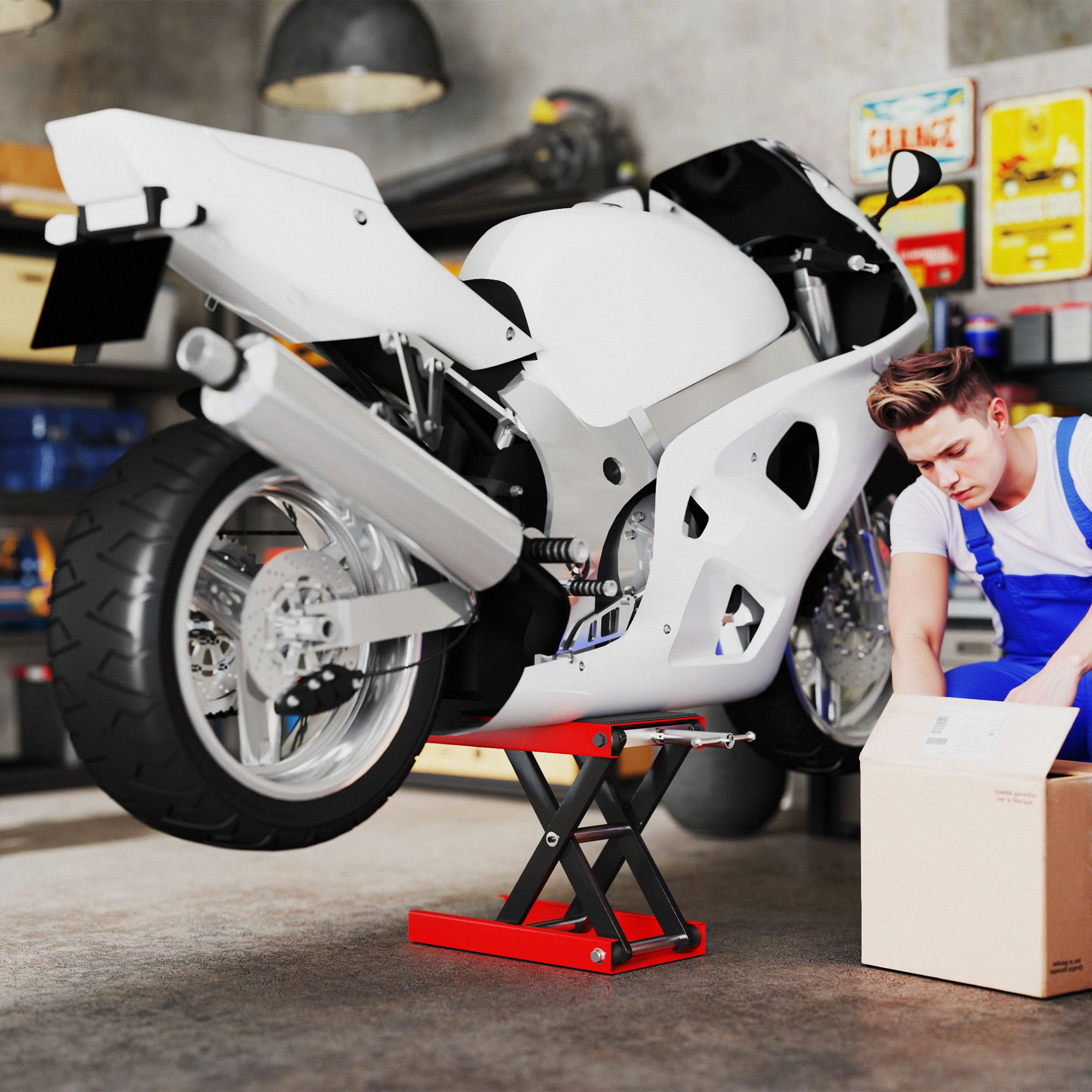 Motorradheber 500 kg Belastbar Motorradhebebühne 100-370 mm Höhenverstellbar