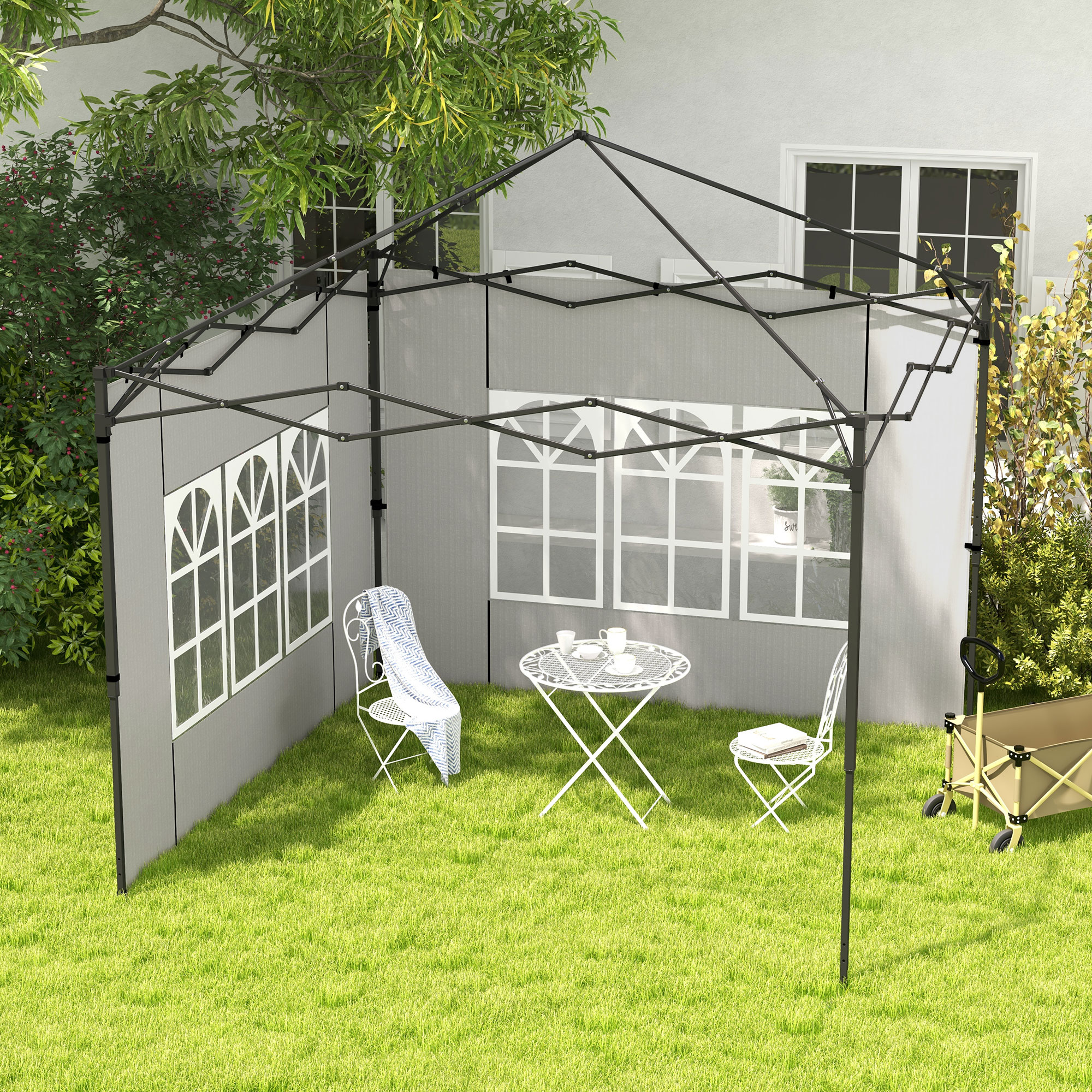 2er Set Seitenwände für Pavillon 3x3 3x6 Wasserdicht Seitenteile mit Fenster Weiß