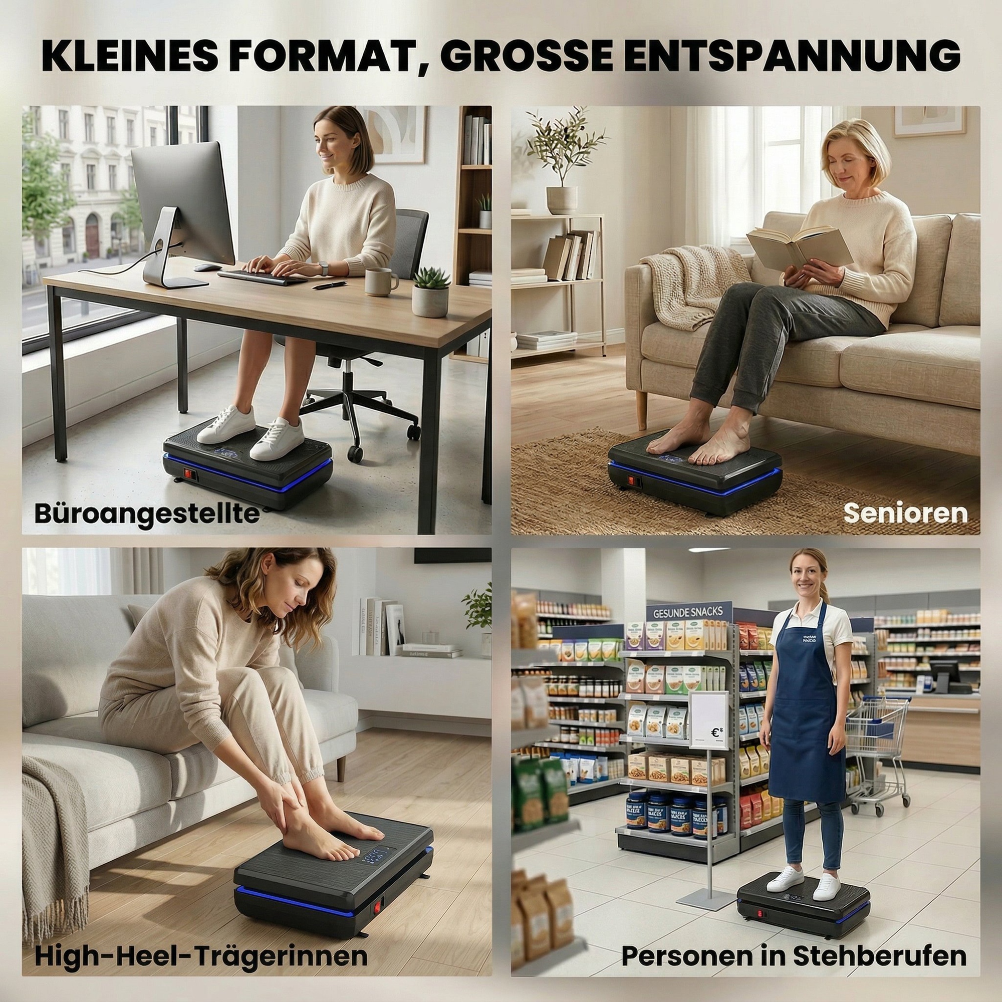 Vibrationsplatte Rüttelplatte mit 120 Intensitätsstufen 5 Vorprogramm LED-Lichtern Widerstandsbänder Rutschfest