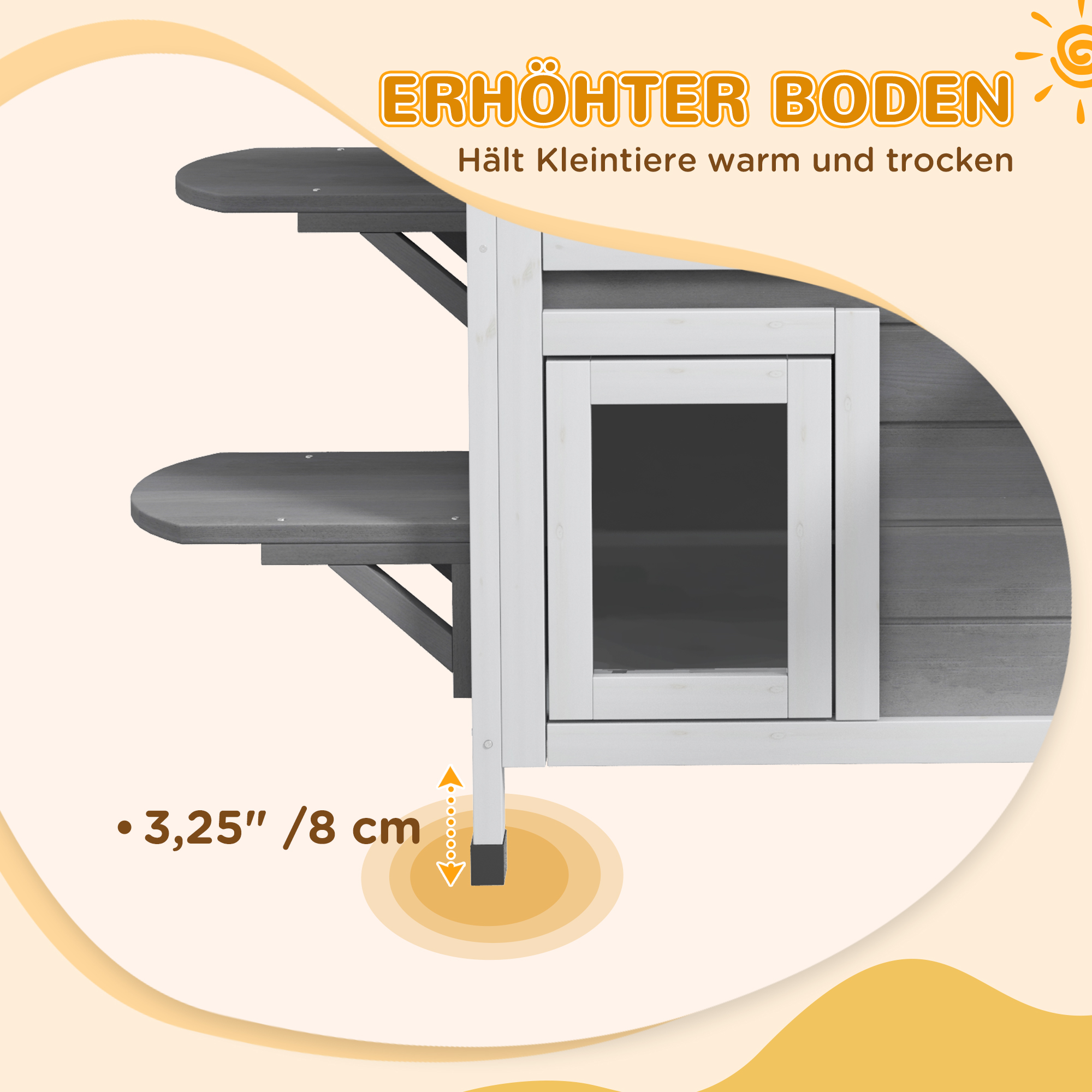 Katzenhaus aus Holz 2-Etagen Winterfest wasserdicht Katzenhütte mit Asphaltdach klappbarem Deckel Treppe Katzenhöhle Outdoor Schutzhütte für Draußen Garten Balkon 99,5 x 76 x 91 cm Grau