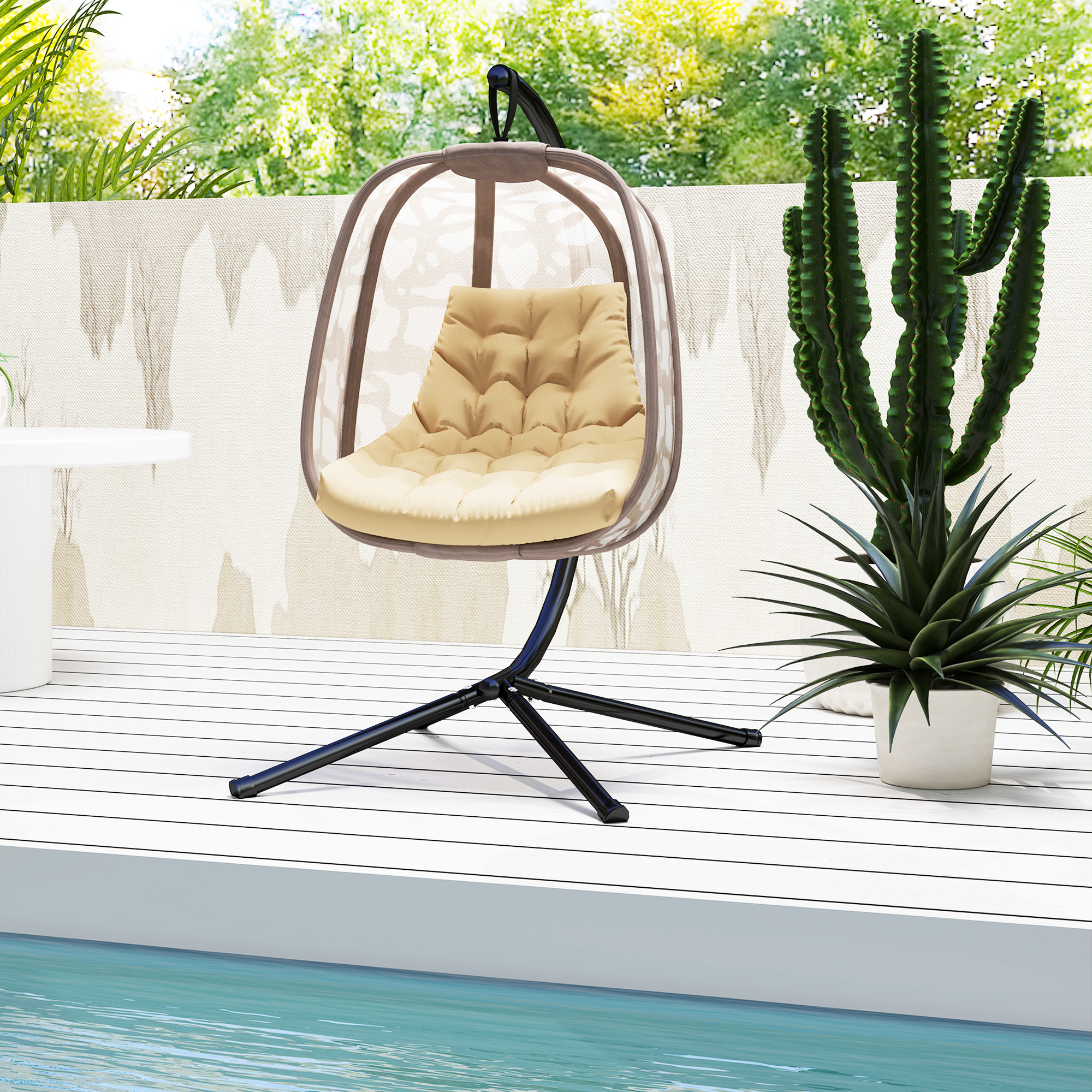 Sitzkissen, Außensitzkissen für Hängekorb und Schaukelstühle, Outdoor-Polsterkissen, Beige