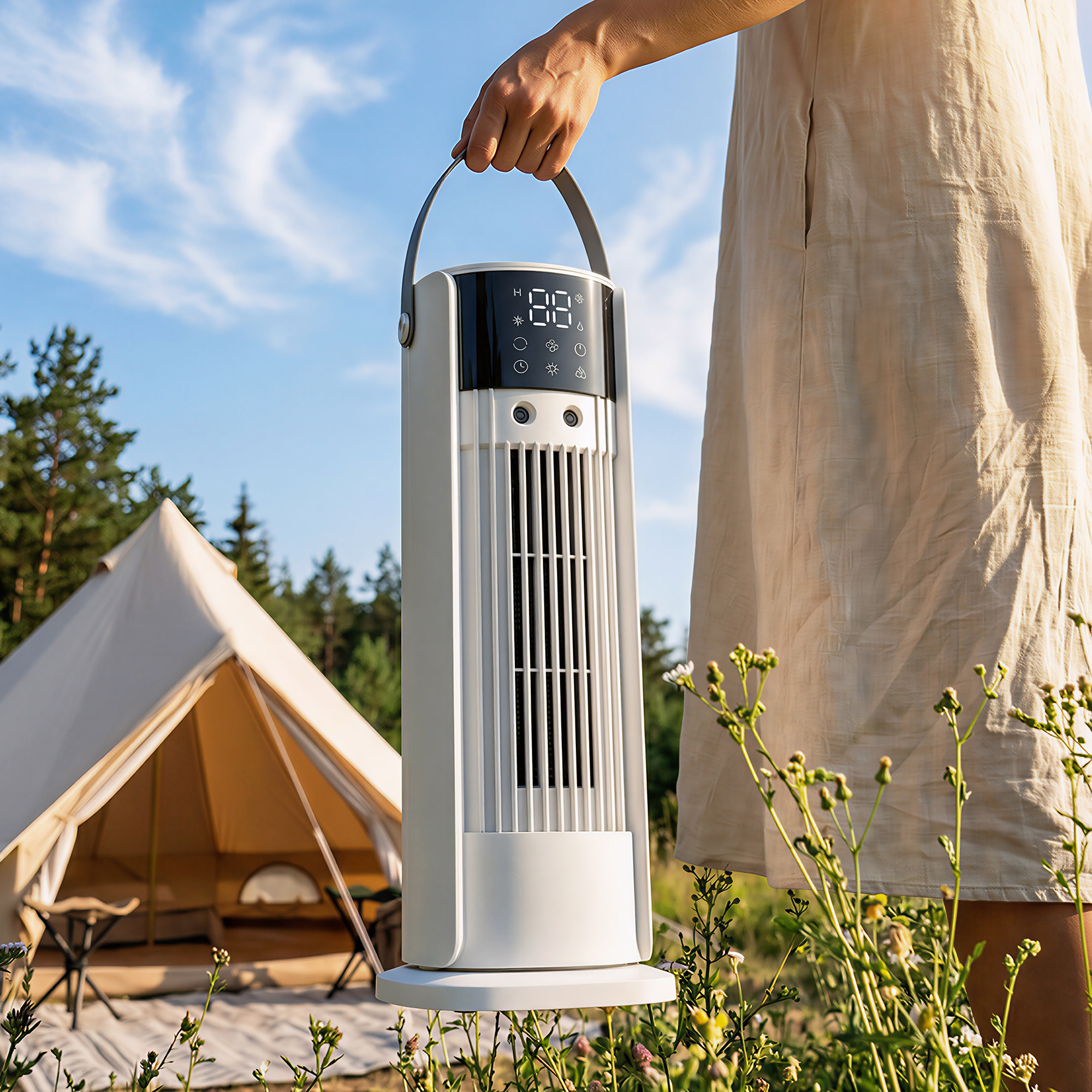 Turmventilator für das Schlafzimmer, 40 cm Tischventilator mit Nebelfunktion, 3 Geschwindigkeiten, 90° Oszillation Timer
