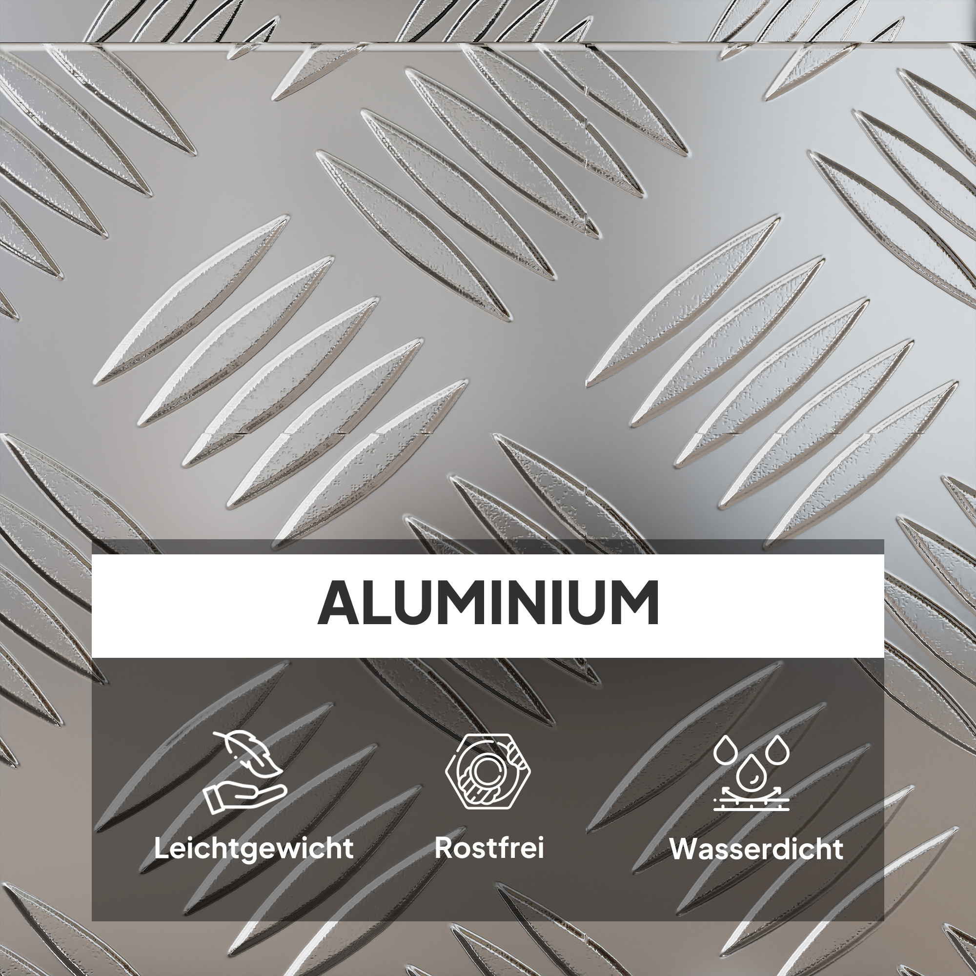 Gerätekasten Aufbewahrungskiste aus Aluminium mit Schloss und Schlüsseln 50 x 15,5 x 20,5 cm