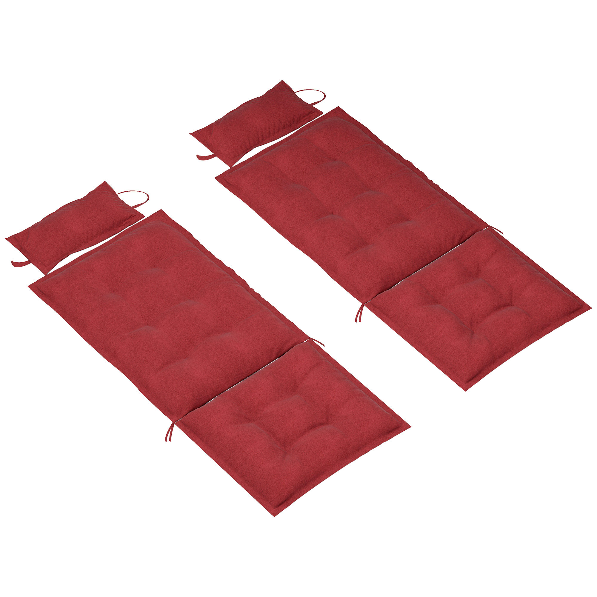 2er Set Auflage für Sonnenliege Wasserabweisend Liegenauflage für Gartenliege Polsterauflage 50x116x5 cm, Weinrot
