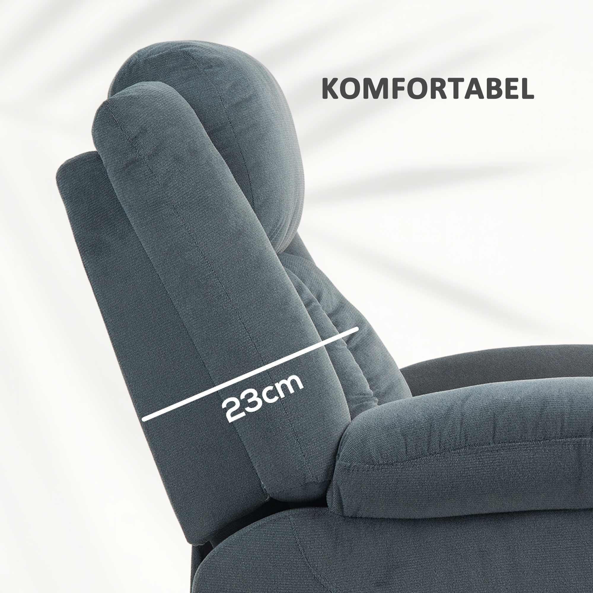 Aufstehsessel mit weichem Bezug, Recliner-Sessel mit Fernbedienung und Seitentaschen, Grau