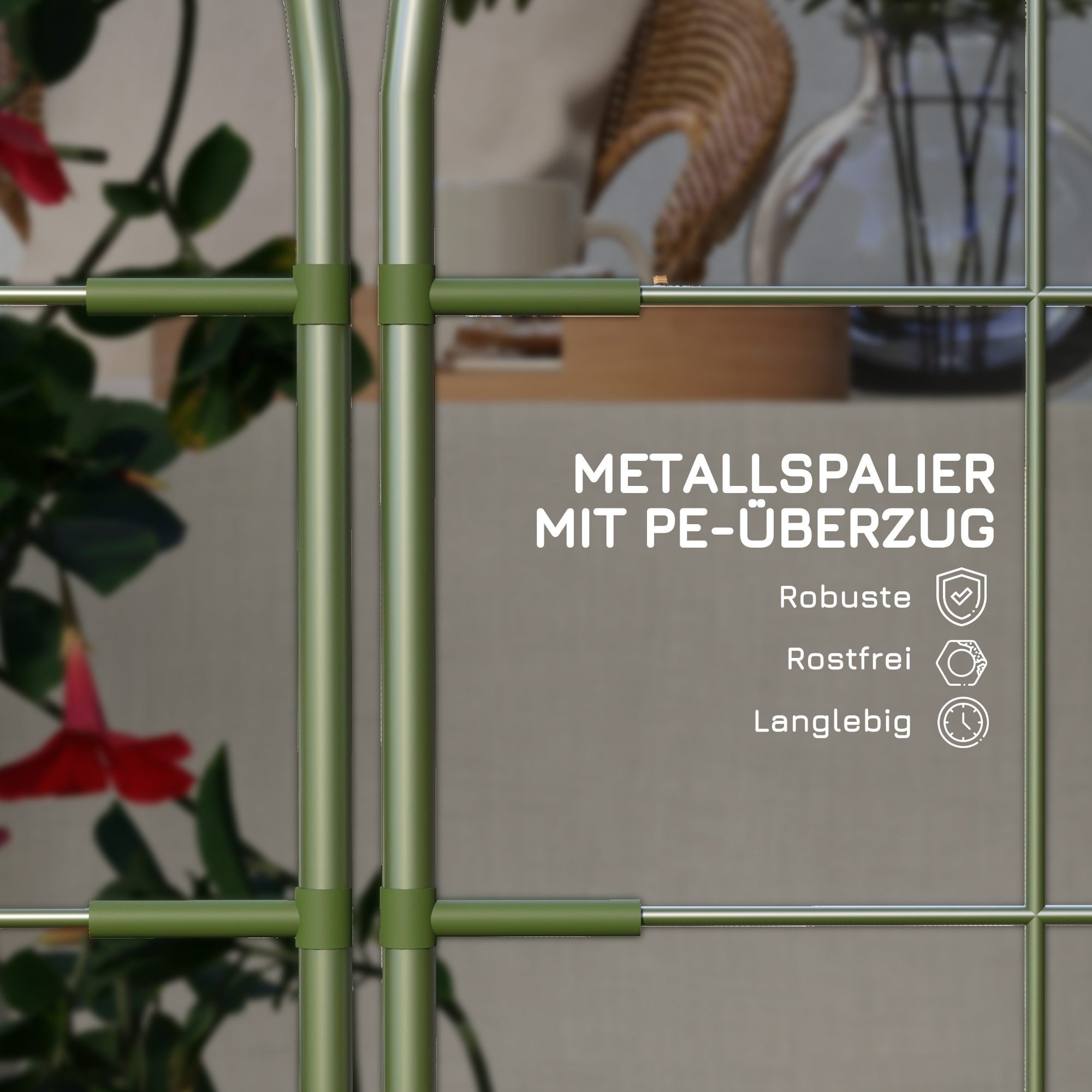 Rankgitter-Set, 6 Metallspaliere für Kletterpflanzen, Stahl, 40 x 90 cm, Grün