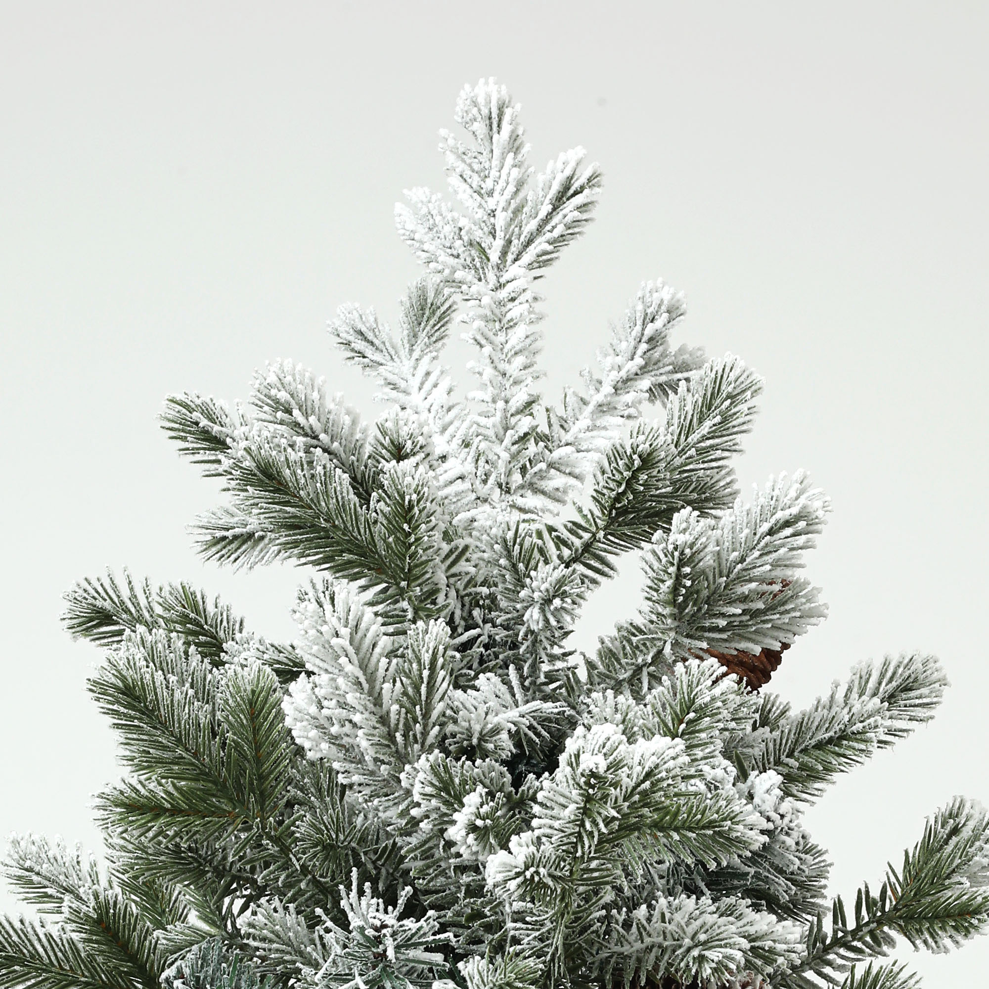 Weihnachtsbaum mit Tannenzapfen, schneebedeckt, flammenhemmend, stabil, Ø60 x 100H cm, Grün/Gold