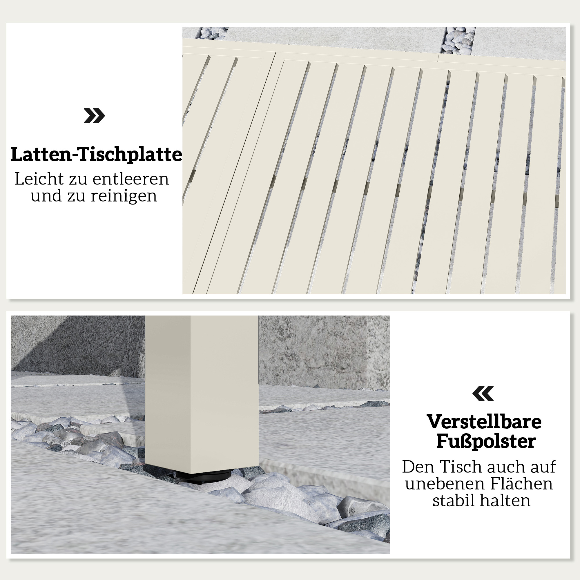 Gartentisch Ausziehbarer 150/225 x 85 cm Aluminium Esstisch für 6-8 Personen, Rechteckig Lamellenoptik