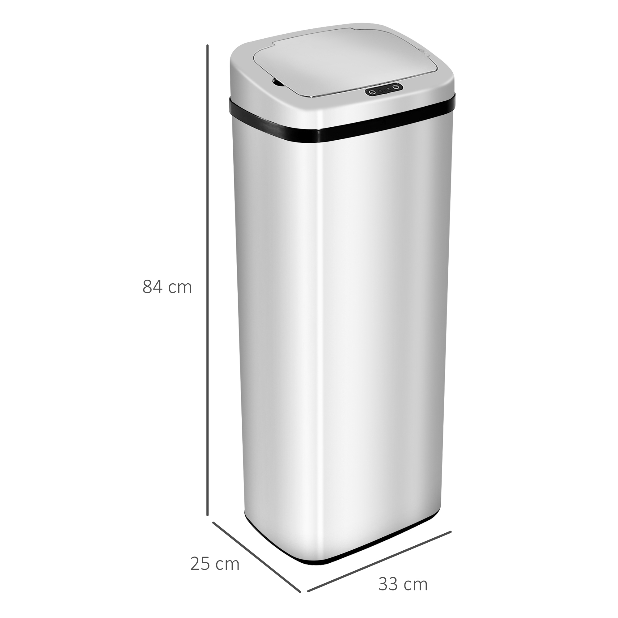 Sensor Mülleimer 50L Automatik Mülleimer mit Bewegungssensor, Wasserdichter Abfalleimer für Büro, Schlafzimmer, Küchen Edelstahl Silber