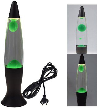Lavalampe "CTL-BLEEN" 40cm, Wasser: Klar, Wachs: Grün, Body: Schwarz