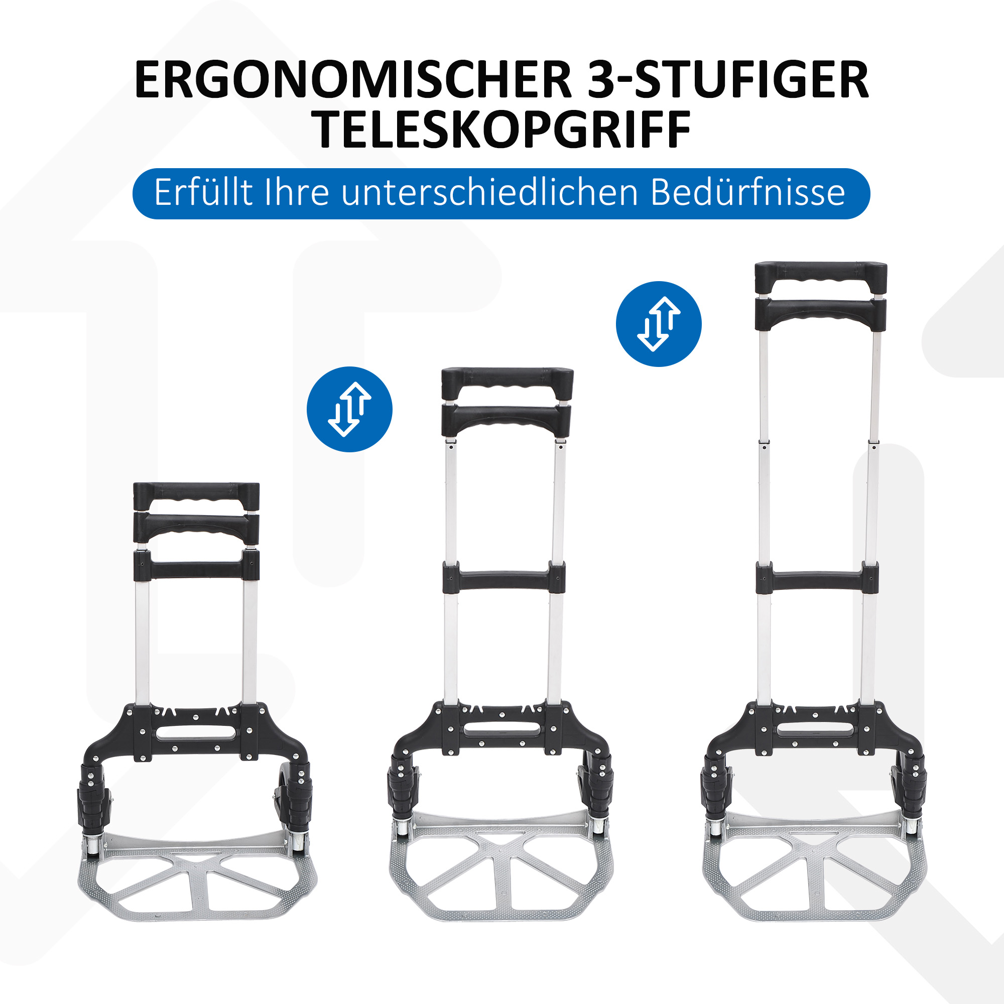 Alu Sackkarre Transportkarre klappbar Handkarre Stapelkarre Aluminium max. 70 kg belastbar