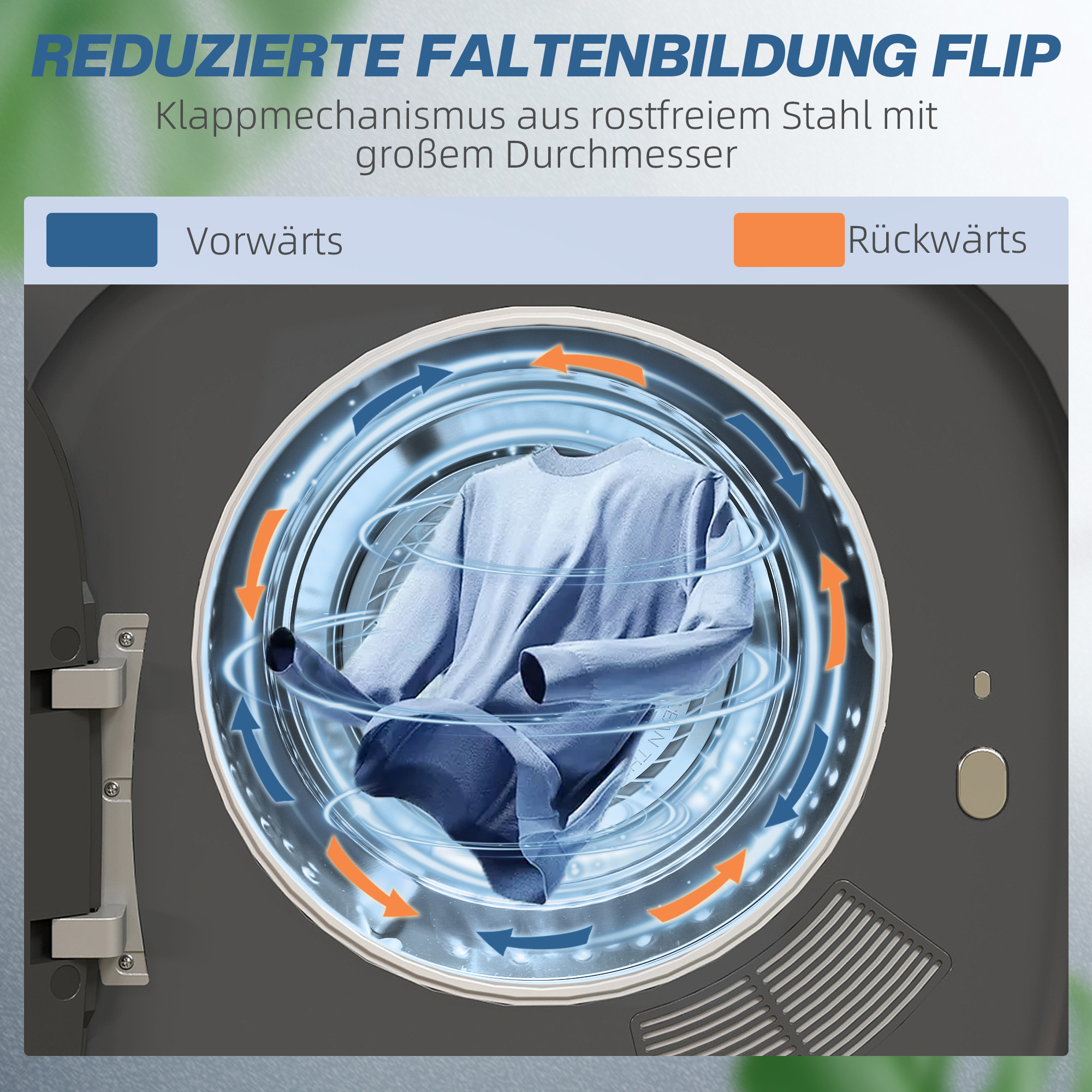 Wäschetrockner mit UV-Desinfektion, kompakte Bauweise, 4 kg Kapazität, Edelstahl, Grau