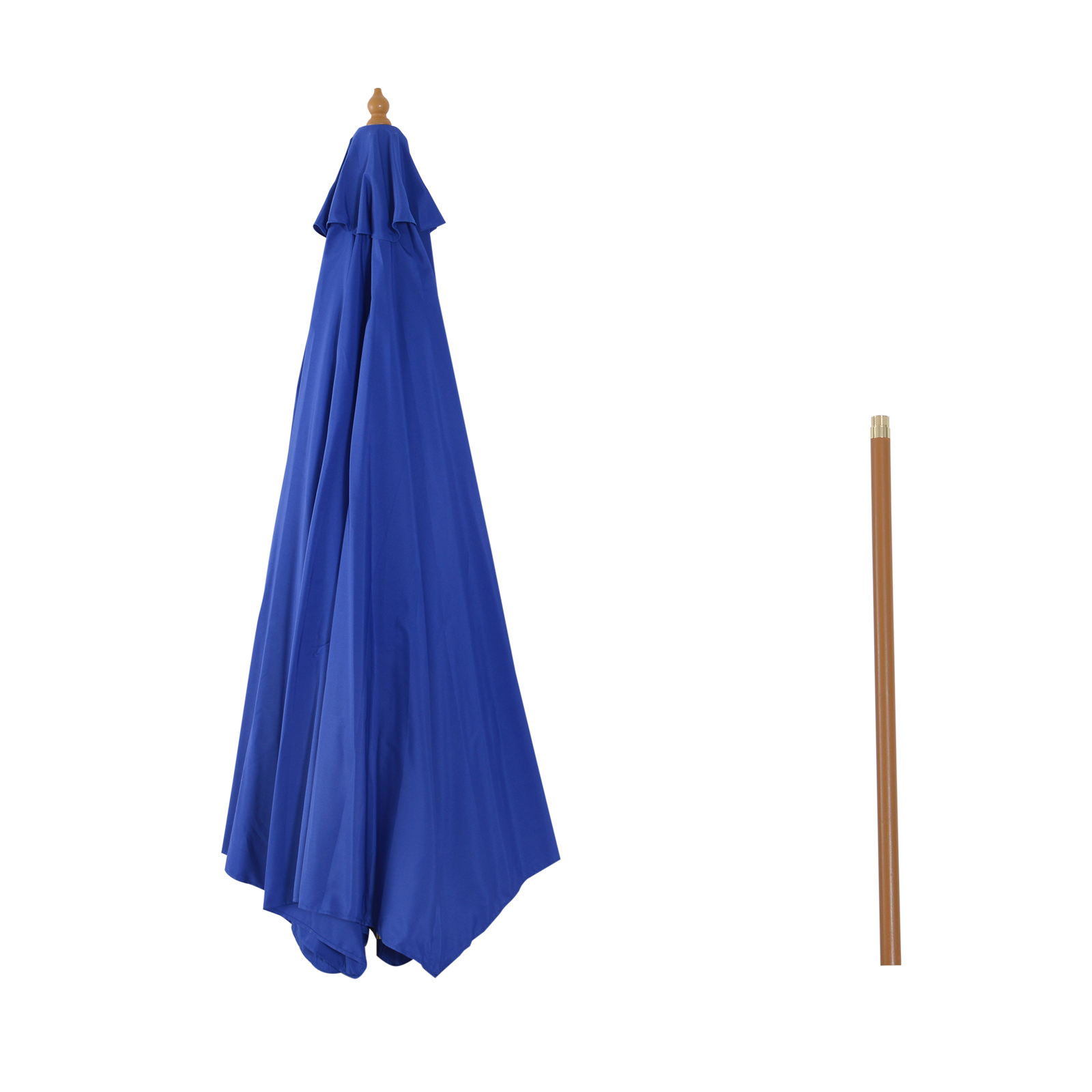 Sonnenschirm Gartenschirm , wetterbeständig, Bambus, 300 cm x 300 cm x 250 cm, Blau + Natur