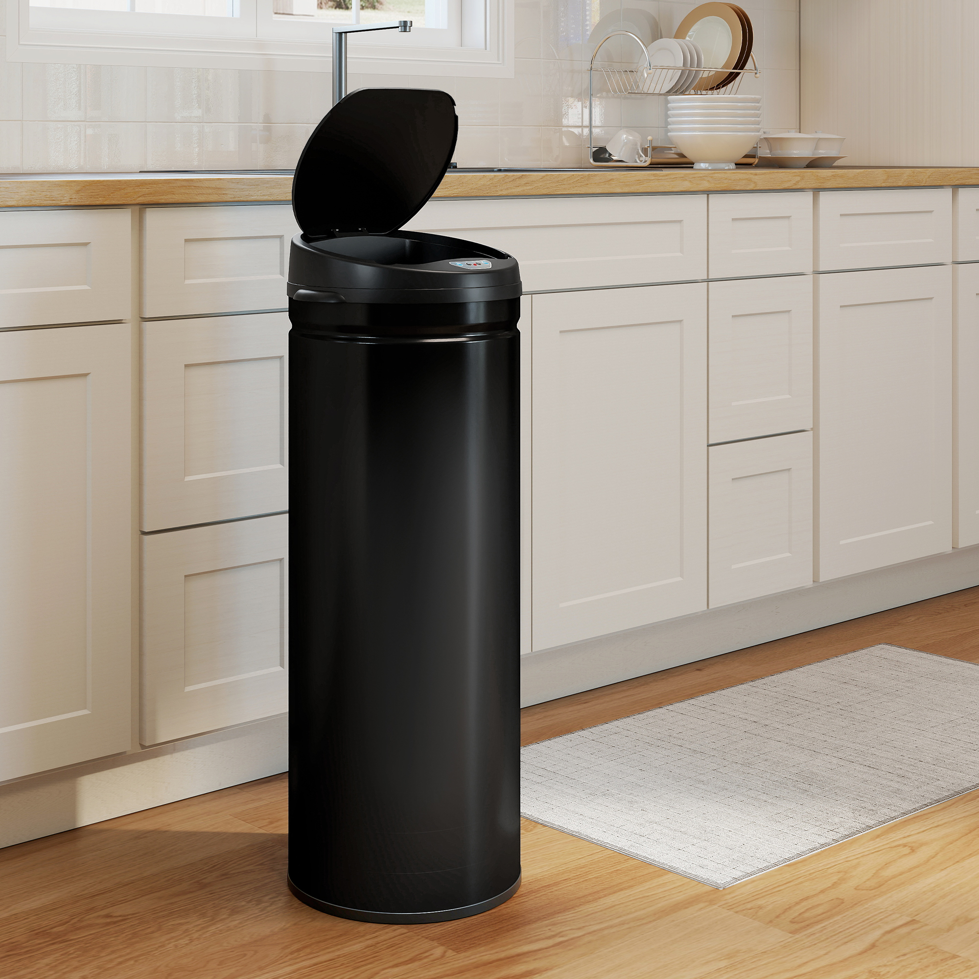50 Liter Sensor-Mülleimer mit Soft-Close-Funktion, berührungsfreier Abfalleimer aus Edelstahl für hygienische Küchen
