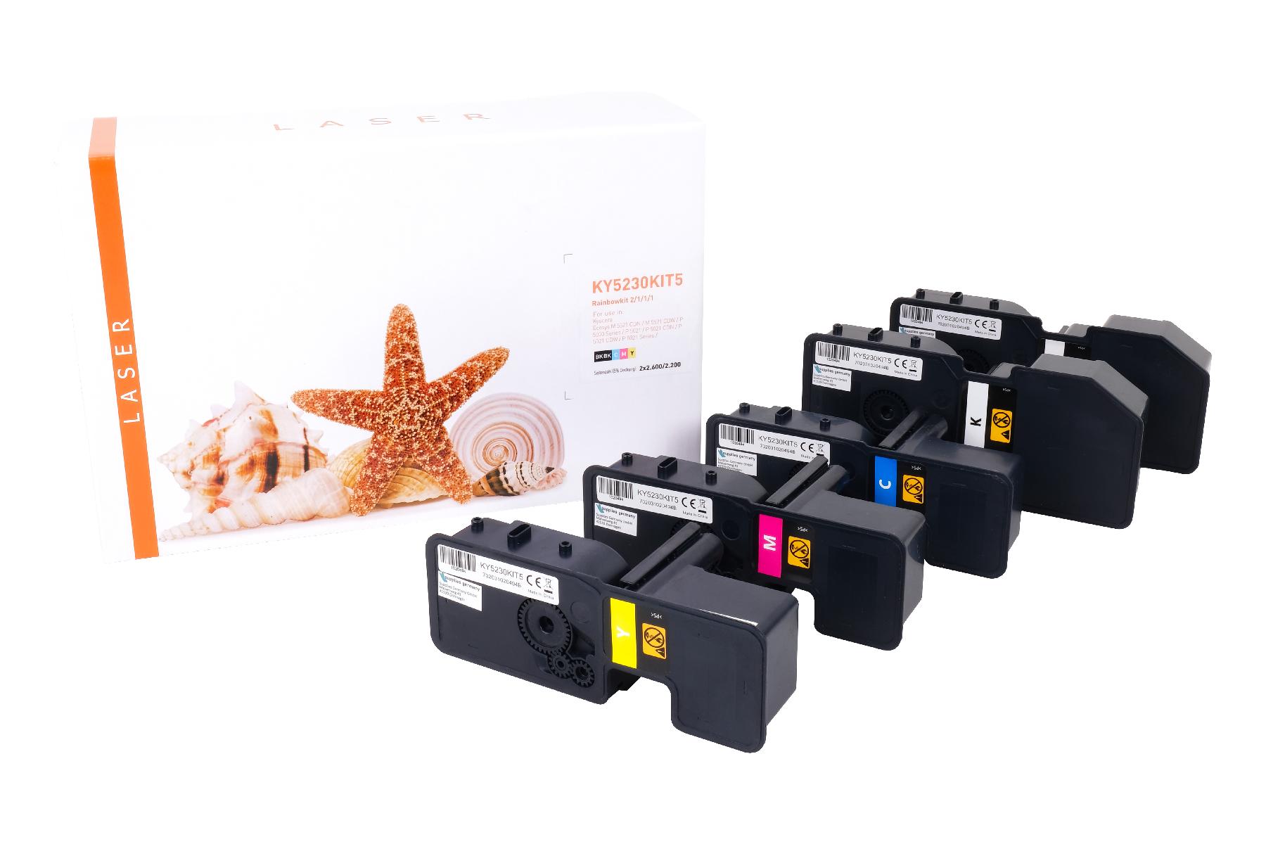 TK5230KIT5 alternativ Toner Rainbowkit für Kyocera / TK5230 / BK2x2.600 / CMY2.200 Seiten TK5230KIT5 alternativ Toner Rainbowkit für Kyocera / TK5230 / BK2x2.600 / CMY2.200 Seiten