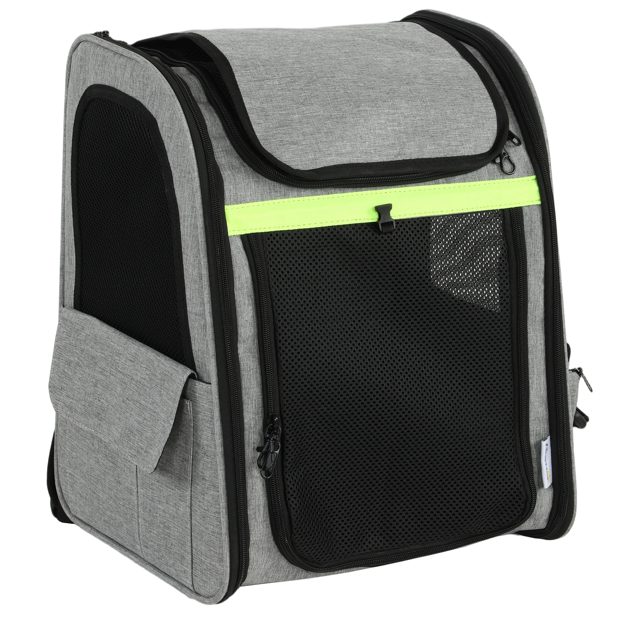 Hundebox erweiterbar Transportbox Hund mit 5 Taschen reflektierendem Streifen für Hunde bis 10 kg 33,5x28x42cm Hellgrau