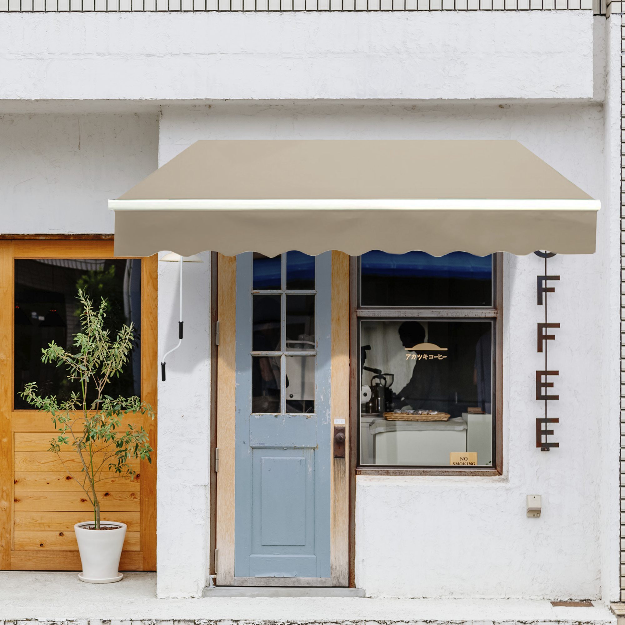 Gelenkarmmarkise Verstellbare Klemmmarkise Terrassenmarkise 3,95 x 3m Sonnenschutz mit Kurbel, Balkonmarkise, Beige