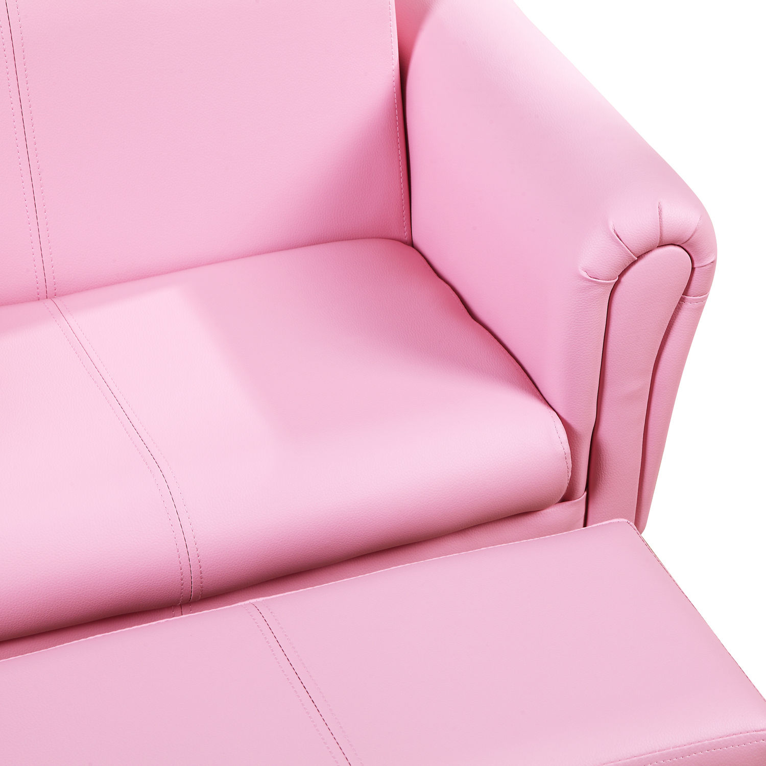 Kindersessel mit Fußhocker, Kindercouch mit Hocker, Kindersofa, Sofa Sessel, Rosa 83 x 42 x 41 cm