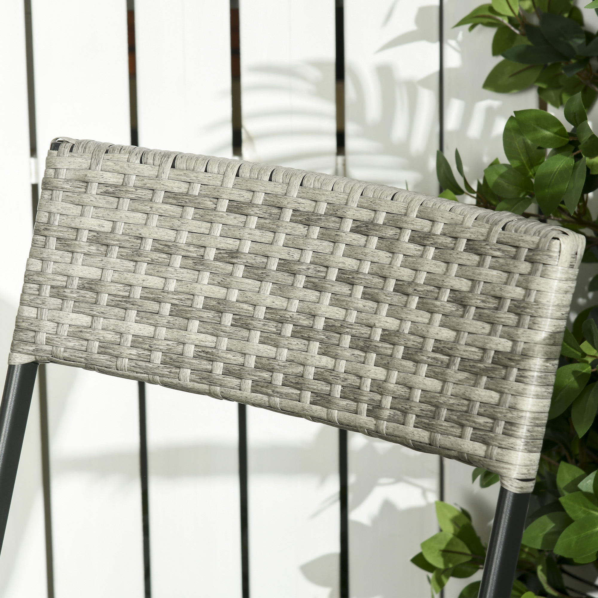 3-tlg, Gartensitzgruppe, 2 Klappstühle, 1 Klapptisch, Rattanoptik, Metallrahmen, hellgrau