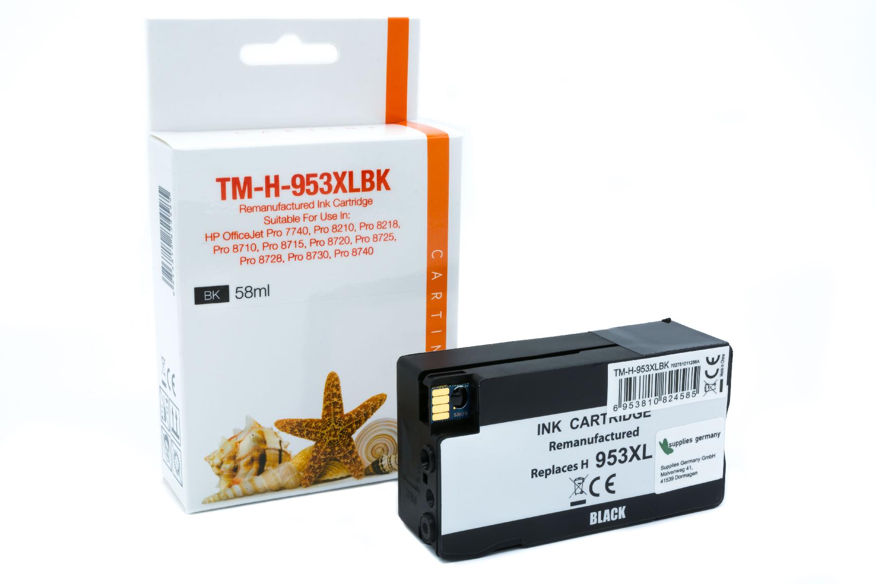 953XLschwarz Refill Tinte schwarz für HP / L0S70AE / 58ml