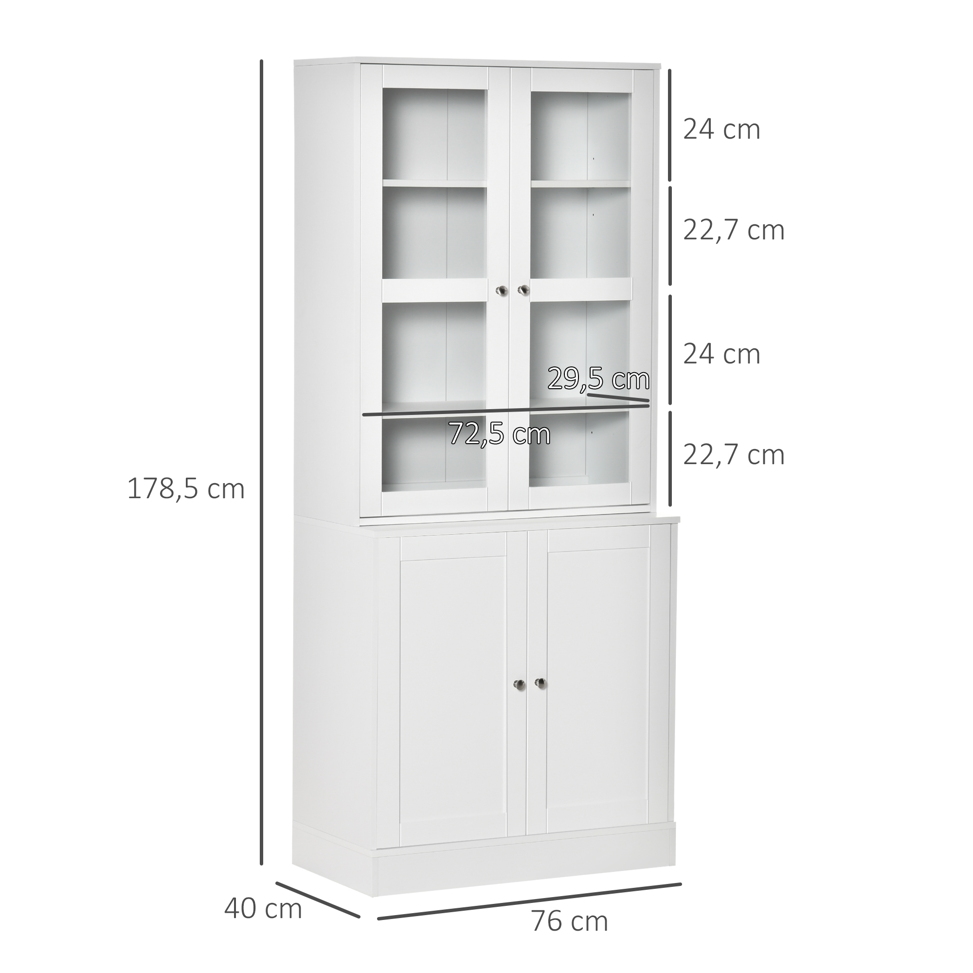 Bücherregal Wandregal Regal, 2 Regale, 76 cm x 40 cm x 178,5 cm, Weiß