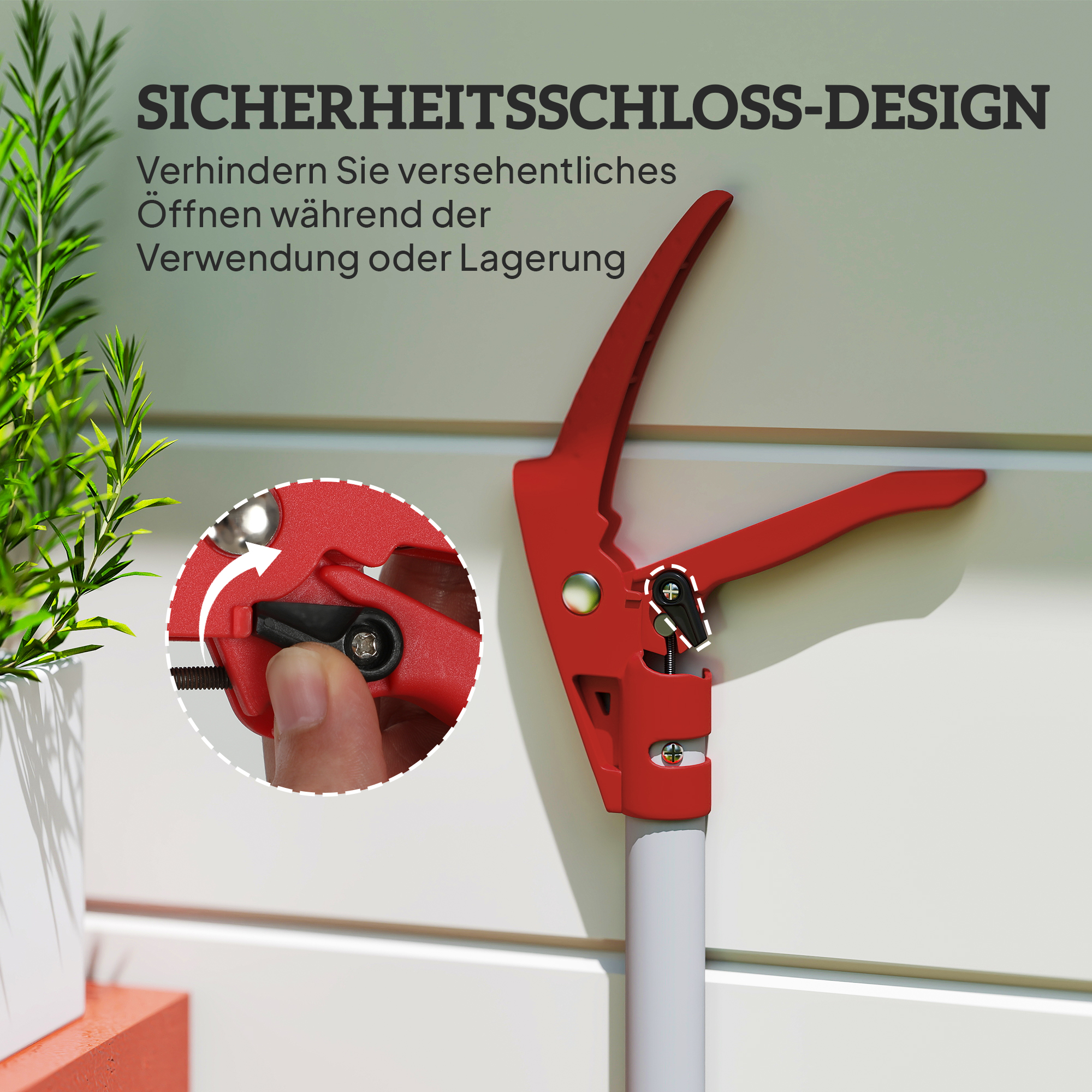 1,8 m Baumschere, Astscheren zum Schneiden, Gartenschneider mit Aluminiumgriff, Langstielige Gartenschere, Rot
